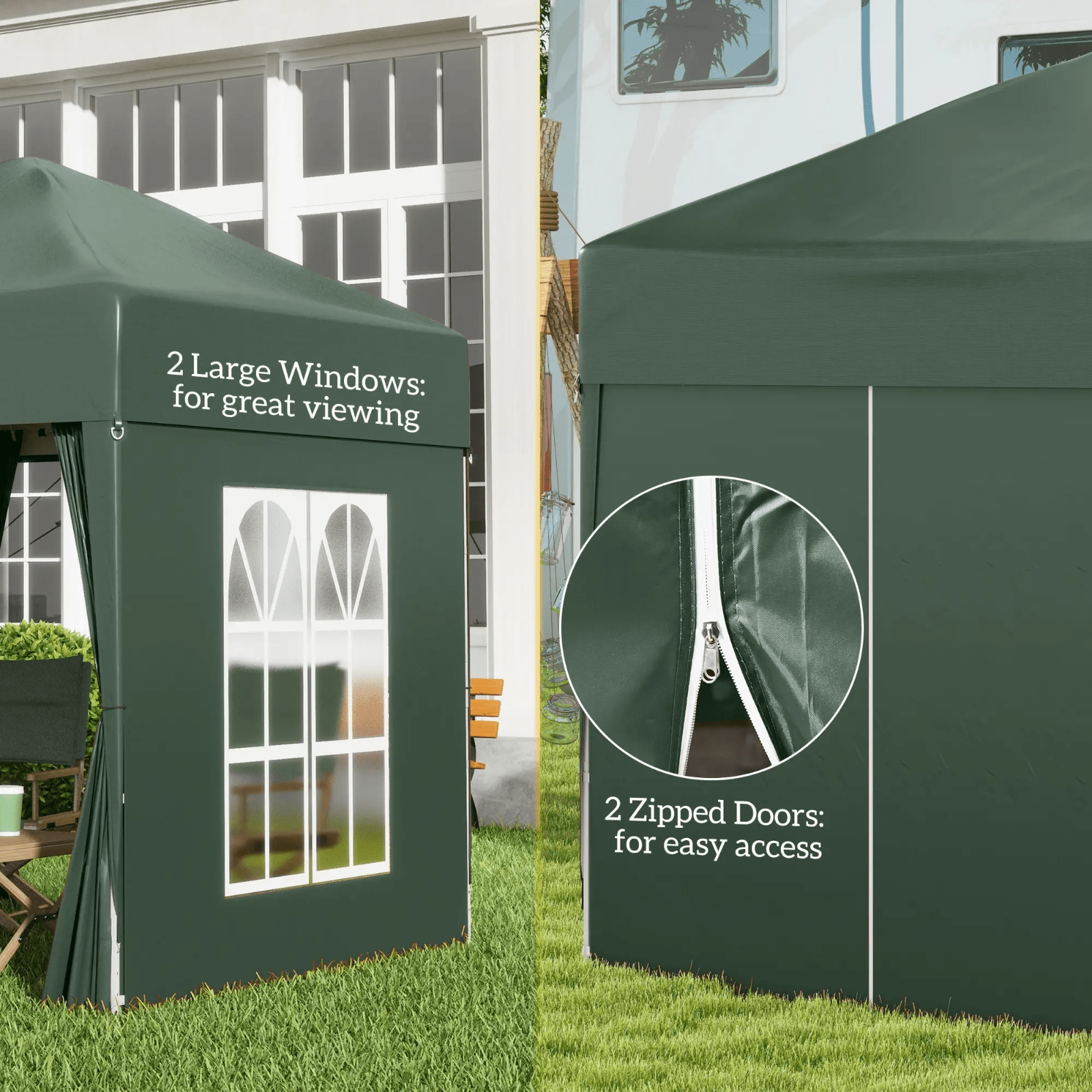 Garden Pop Up Gazebo Party Tent with Sides and Canopy Cover 2 x 2m Green Marquee - Home and Garden Furniture Shop - rustic - furniture