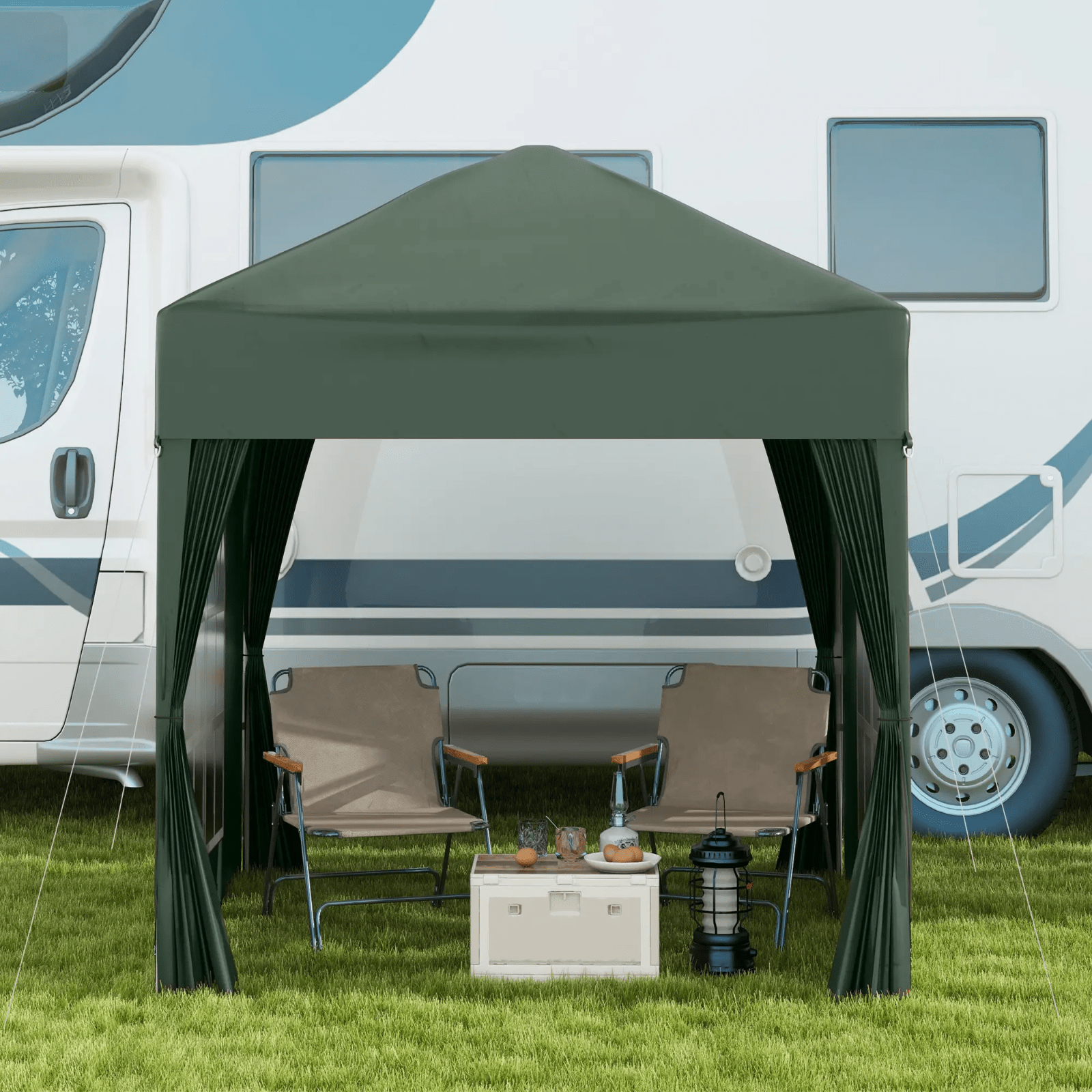 Garden Pop Up Gazebo Party Tent with Sides and Canopy Cover 2 x 2m Green Marquee - Home and Garden Furniture Shop - rustic - furniture
