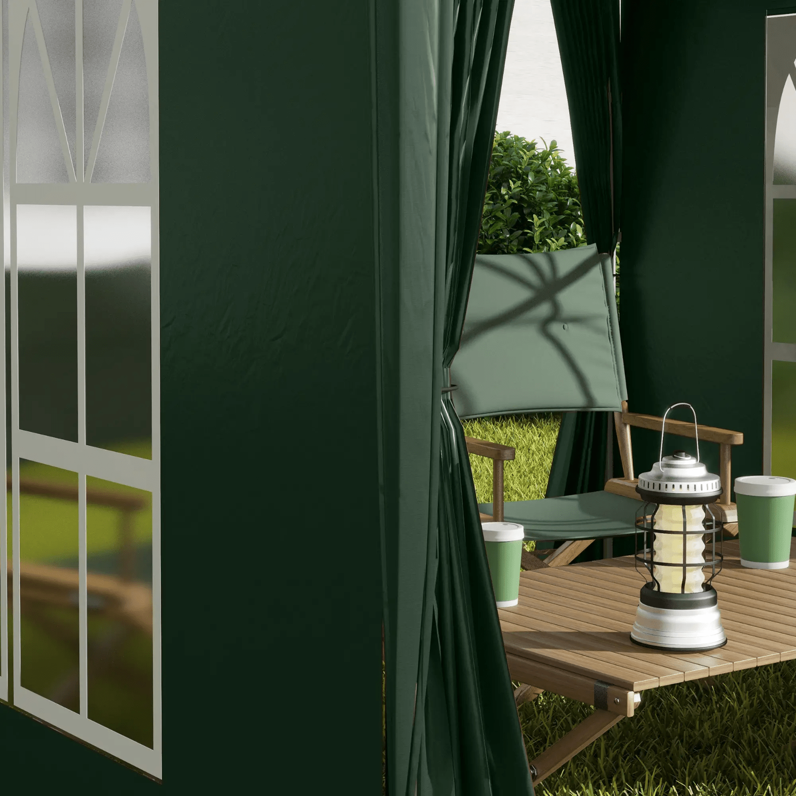 Garden Pop Up Gazebo Party Tent with Sides and Canopy Cover 2 x 2m Green Marquee - Home and Garden Furniture Shop - rustic - furniture