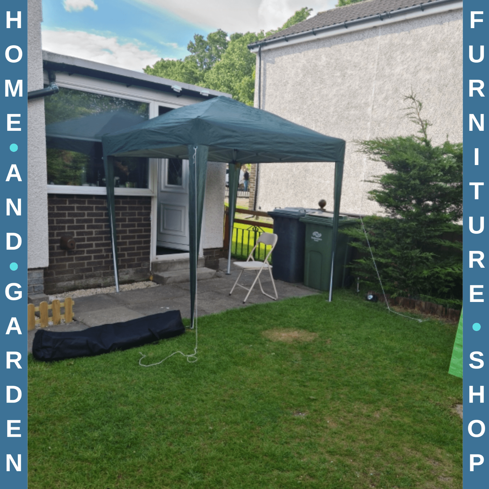 Garden Pop Up Gazebo Party Tent with Sides and Canopy Cover 2 x 2m Green Marquee - Home and Garden Furniture Shop - rustic - furniture