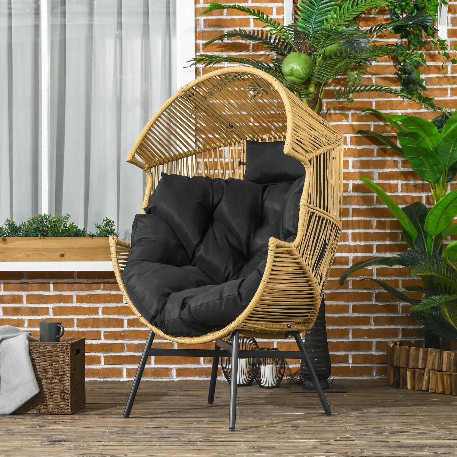 Garden Rattan Egg Chair Patio Leisure Chair with Cushion Conservatory Egg Seat - Home and Garden Furniture Shop - rustic - furniture