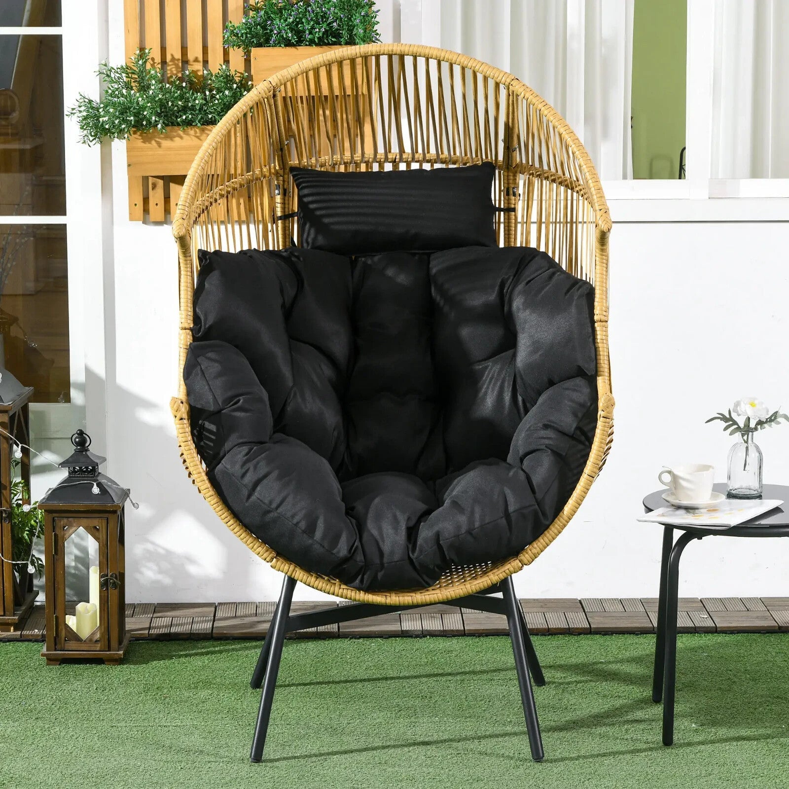 Garden Rattan Egg Chair Patio Leisure Chair with Cushion Conservatory Egg Seat - Home and Garden Furniture Shop - rustic - furniture
