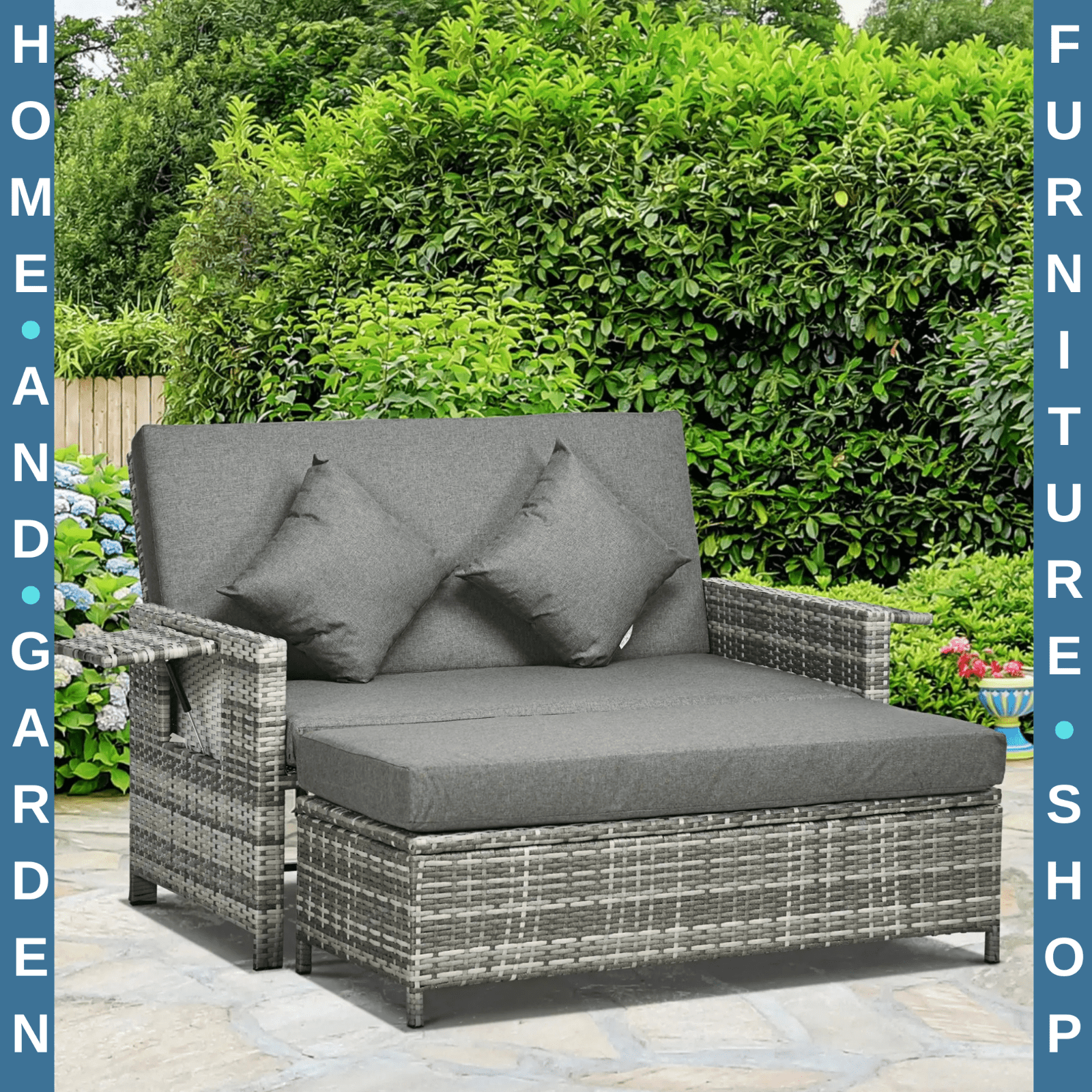 Garden Rattan Furniture Set 2 Seater Patio Sun Lounger Daybed Sun Bed Outdoor - Home and Garden Furniture Shop - rustic - furniture