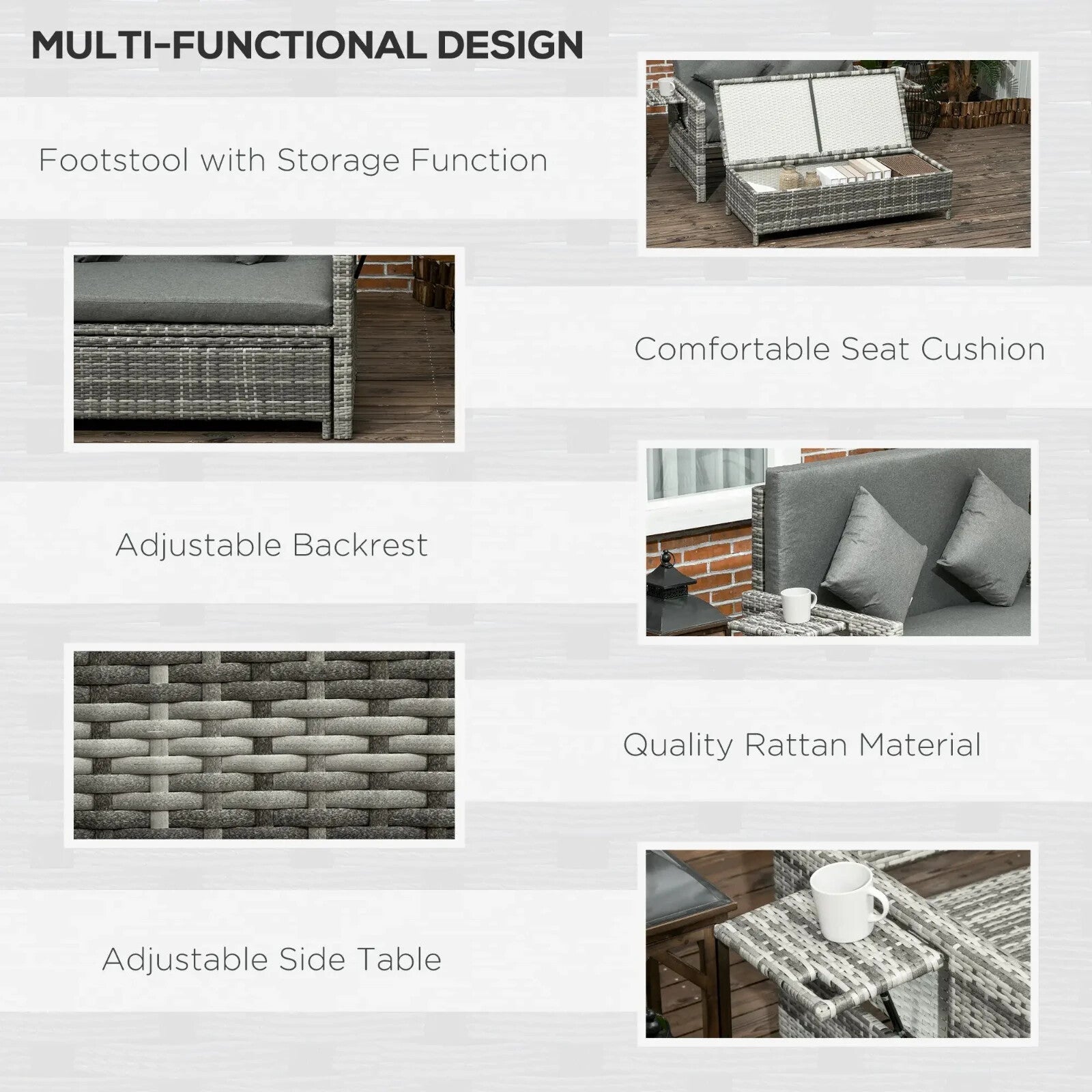 Garden Rattan Furniture Set 2 Seater Patio Sun Lounger Daybed Sun Bed Outdoor - Home and Garden Furniture Shop - rustic - furniture