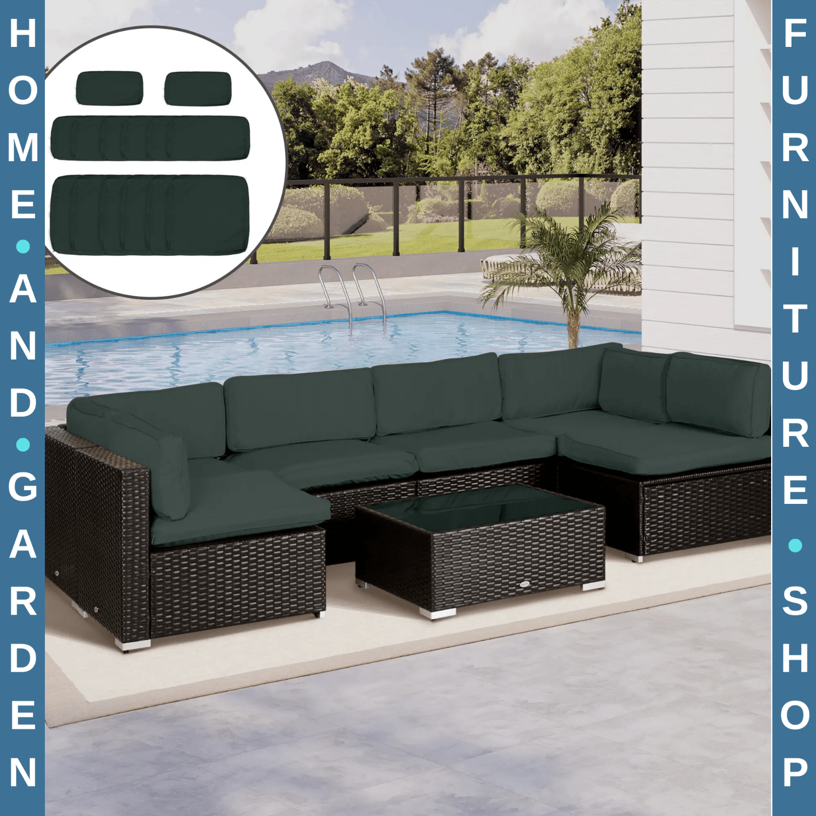 Garden Rattan Sofa Cushion Cover Replacement Outdoor Polyester Dark Grey Zipper - Home and Garden Furniture Shop - rustic - furniture