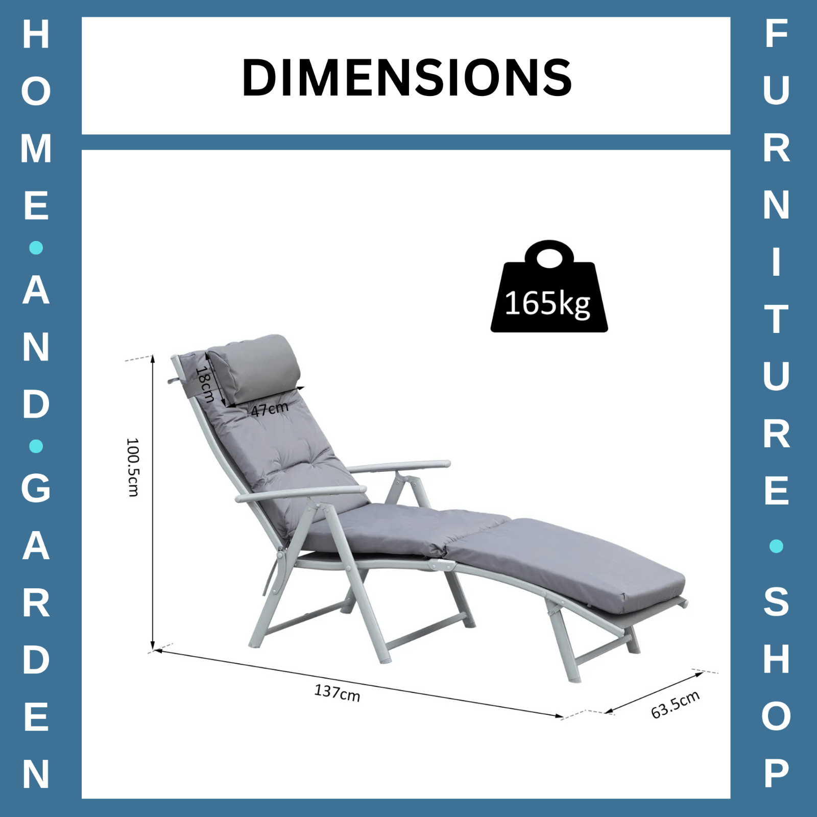 Garden Reclining Sun Lounger with Pillow Padded Seat Outdoor Chair Steel Frame - Home and Garden Furniture Shop - rustic - furniture