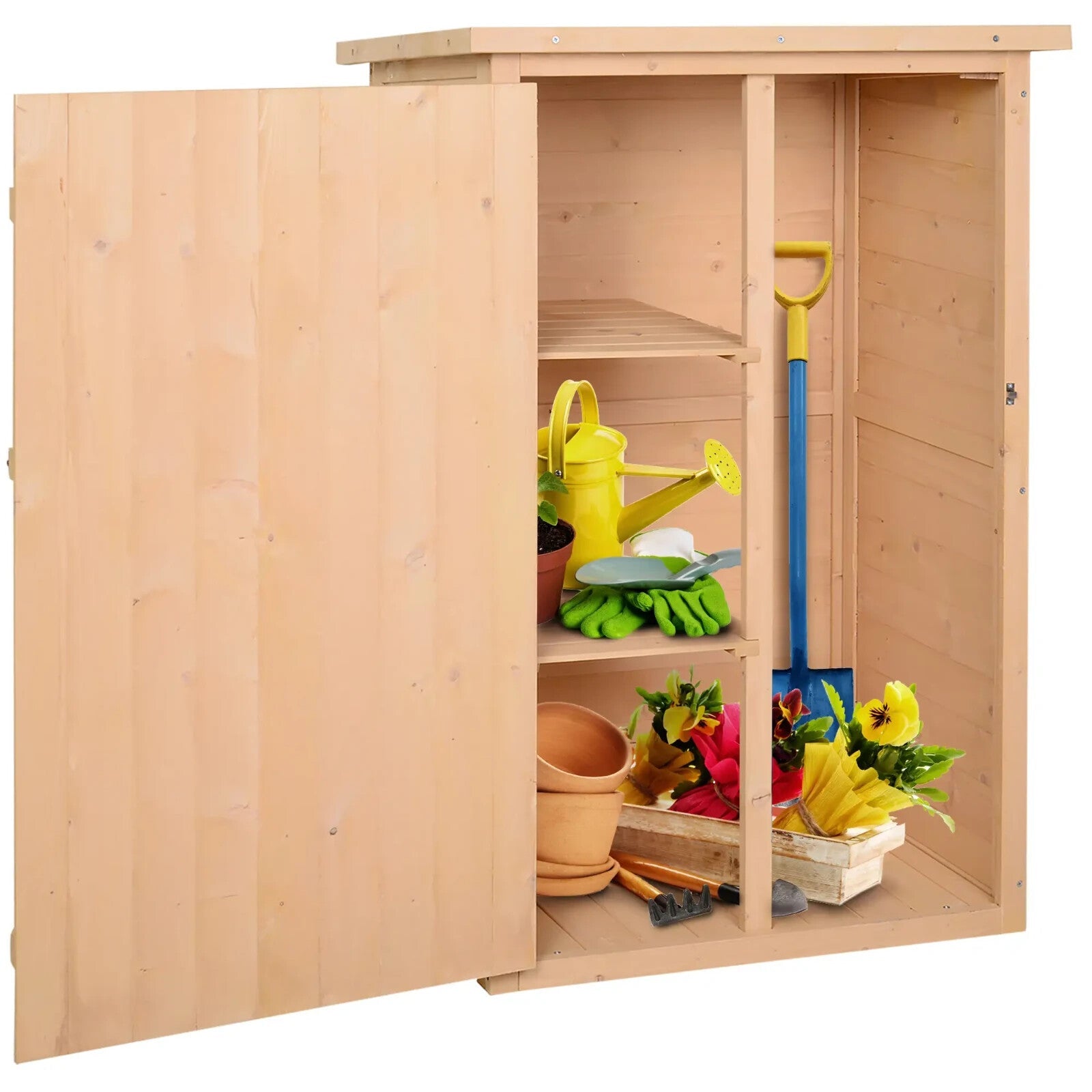 Garden Shed Wooden Garden Tool Storage Shed w/ 2 Shelves 75 x 56 x115cm - Home and Garden Furniture Shop - rustic - furniture