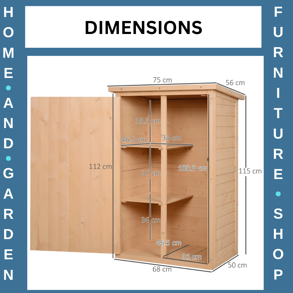 Garden Shed Wooden Garden Tool Storage Shed w/ 2 Shelves 75 x 56 x115cm - Home and Garden Furniture Shop - rustic - furniture