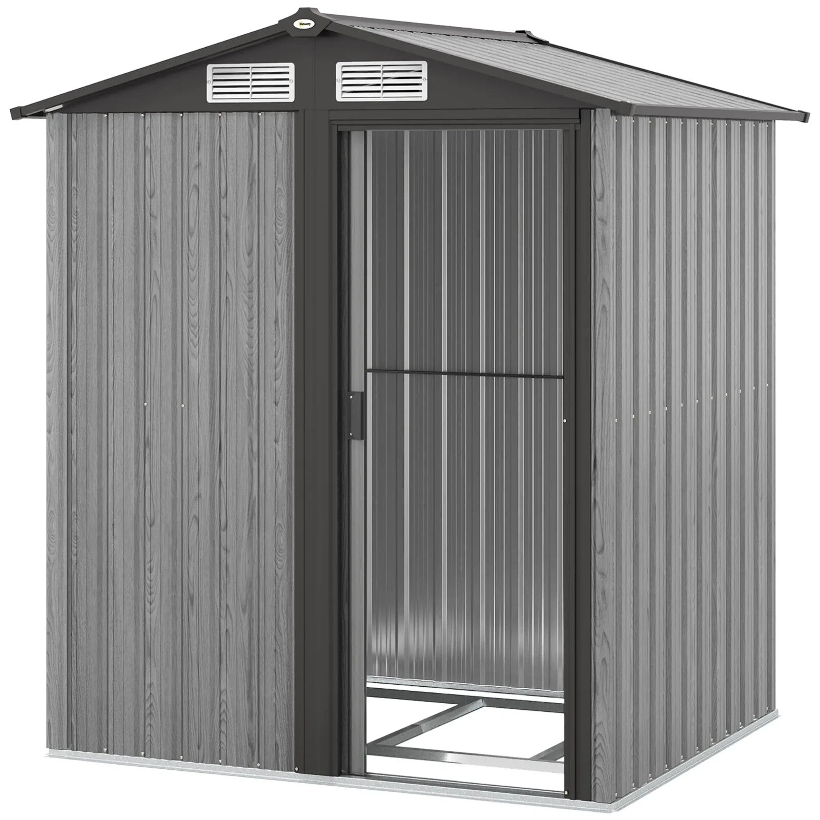 Garden Storage Shed Tool Organization Cabinet w/ Sliding Doors & Windows Grey - Home and Garden Furniture Shop - rustic - furniture