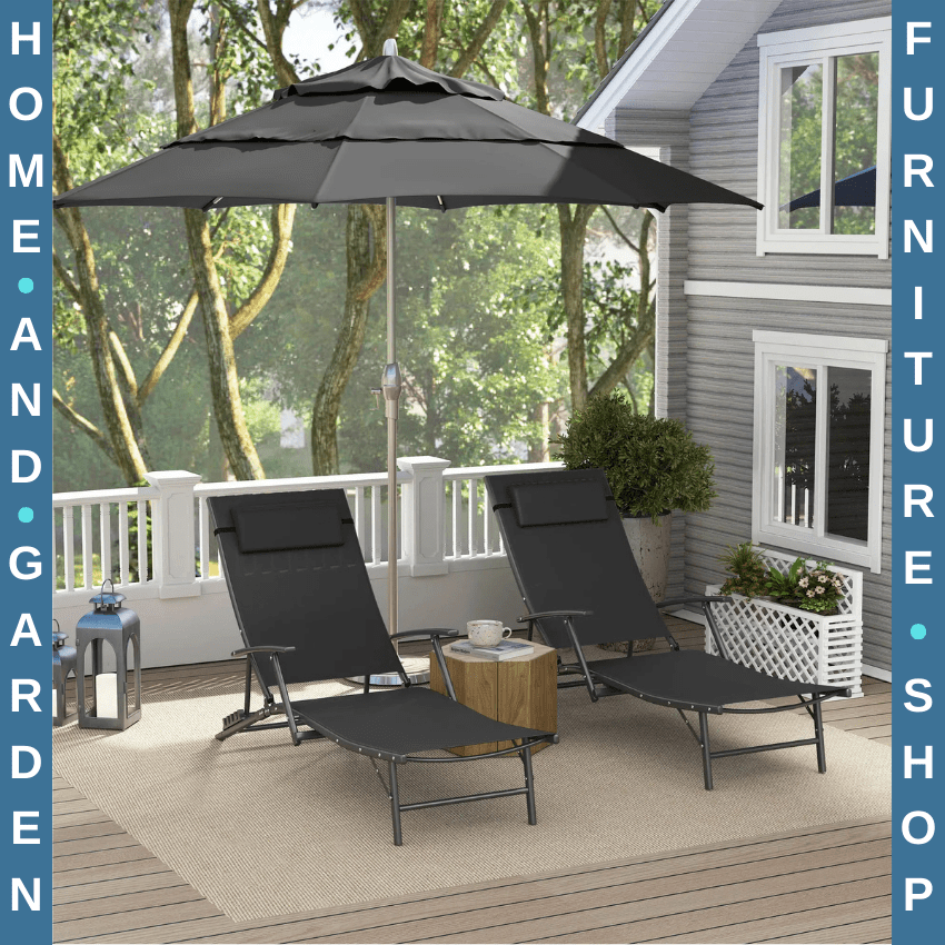 Garden Sun Loungers Set of 2 Folding Chaise Lounge Chairs Grey Patio Furniture - Home and Garden Furniture Shop - #rustic - furniture#