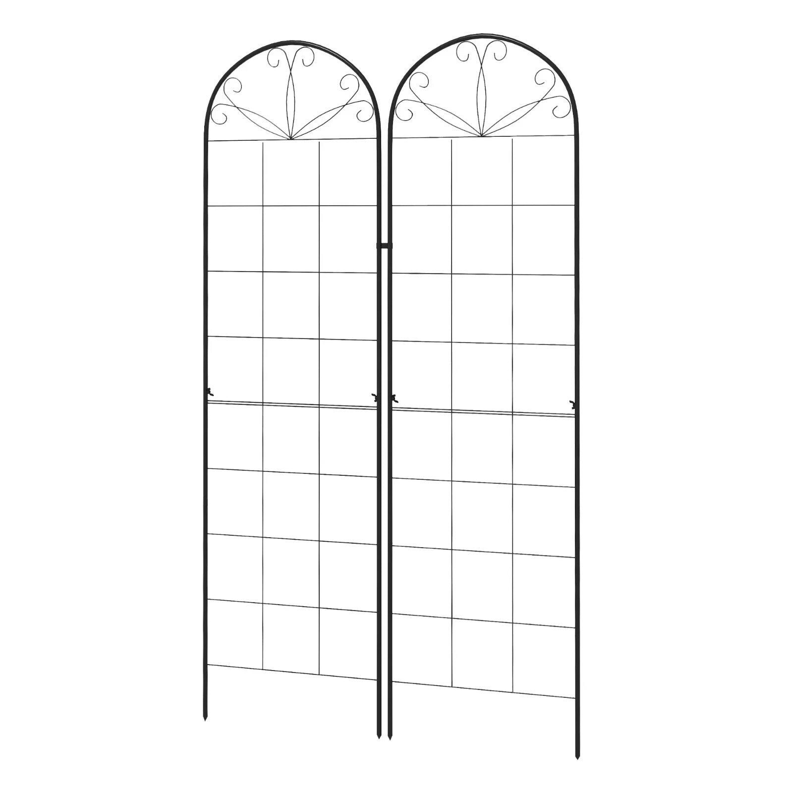 Garden Trellis Set of 2 Plants Support Arched Steel Frames Grid Design Black - Home and Garden Furniture Shop - rustic - furniture