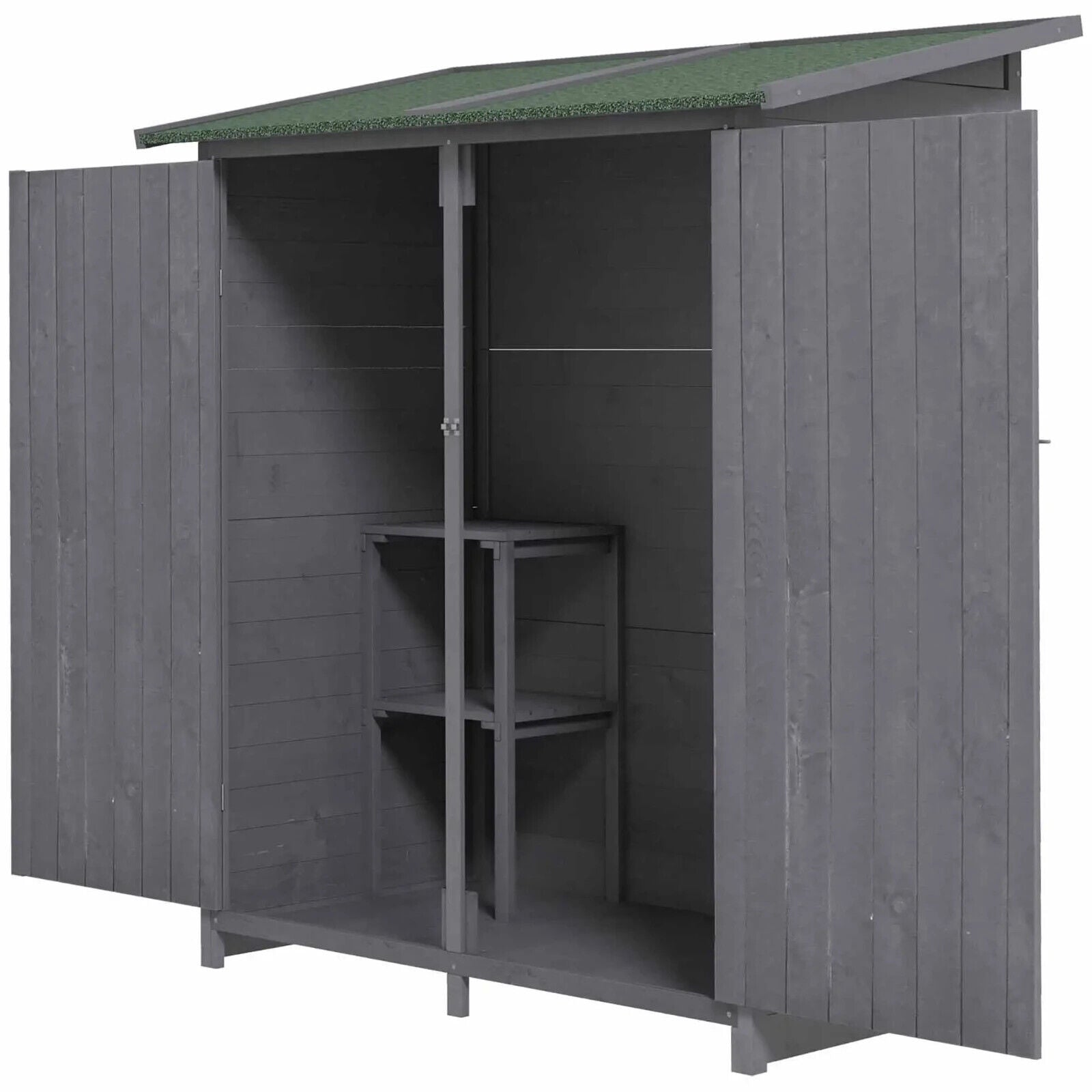 Garden Wood Storage Shed w/ Storage Table Asphalt Roof Double Door Outdoor Unit - Home and Garden Furniture Shop - #rustic - furniture#