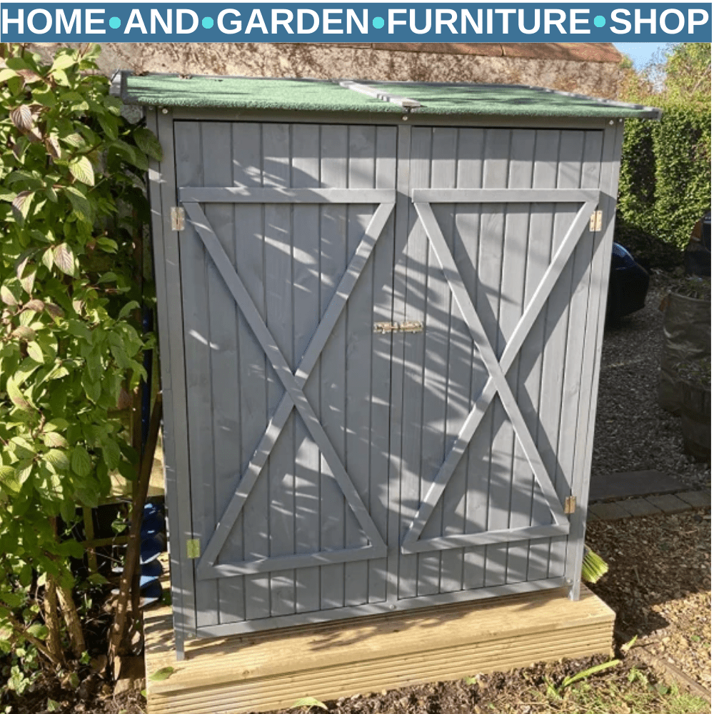 Garden Wood Storage Shed w/ Storage Table Asphalt Roof Double Door Outdoor Unit - Home and Garden Furniture Shop - #rustic - furniture#
