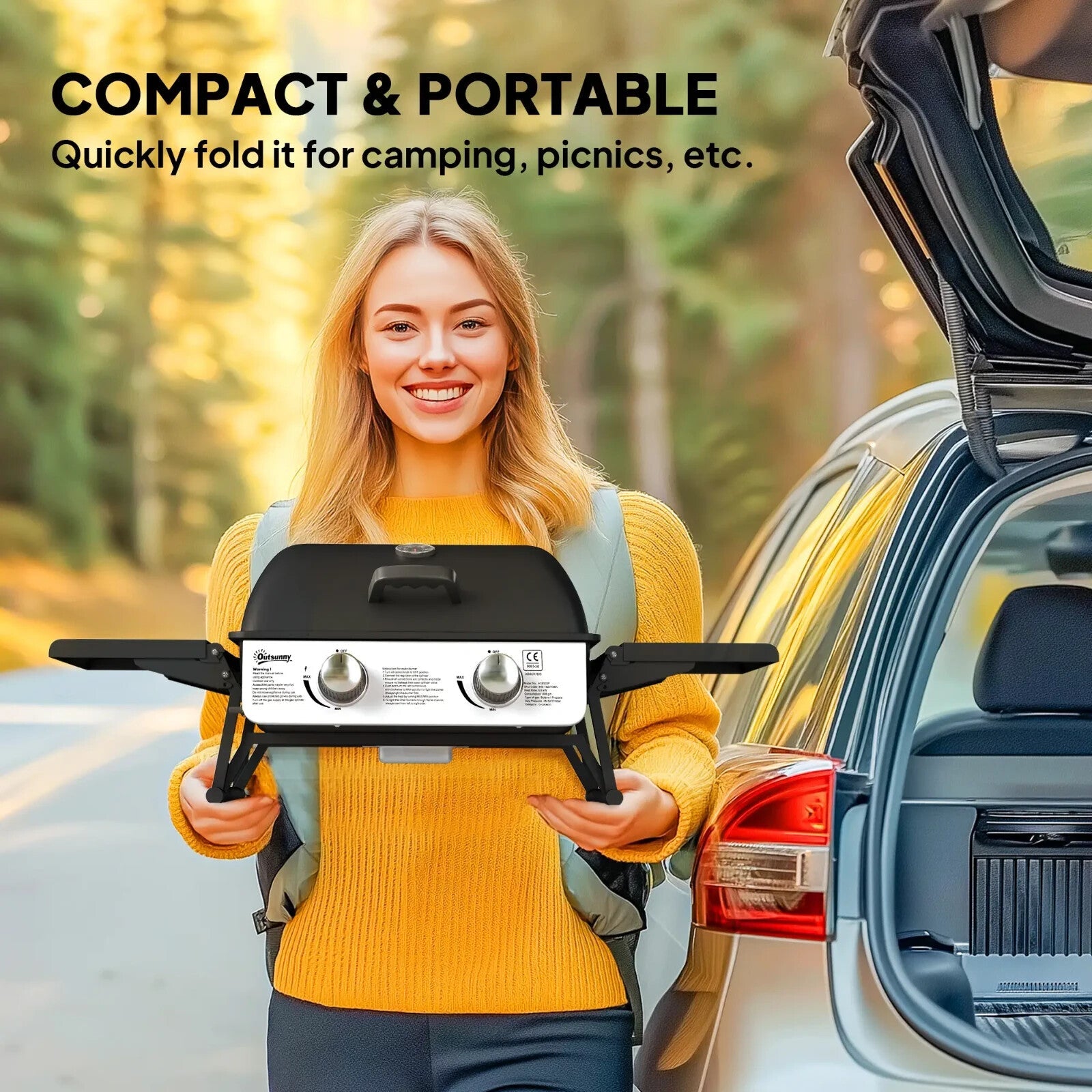 Gas Barbecue Grill 2 Burner Powder Coated with Built - In Thermometer & Lid Black - Home and Garden Furniture Shop - rustic - furniture