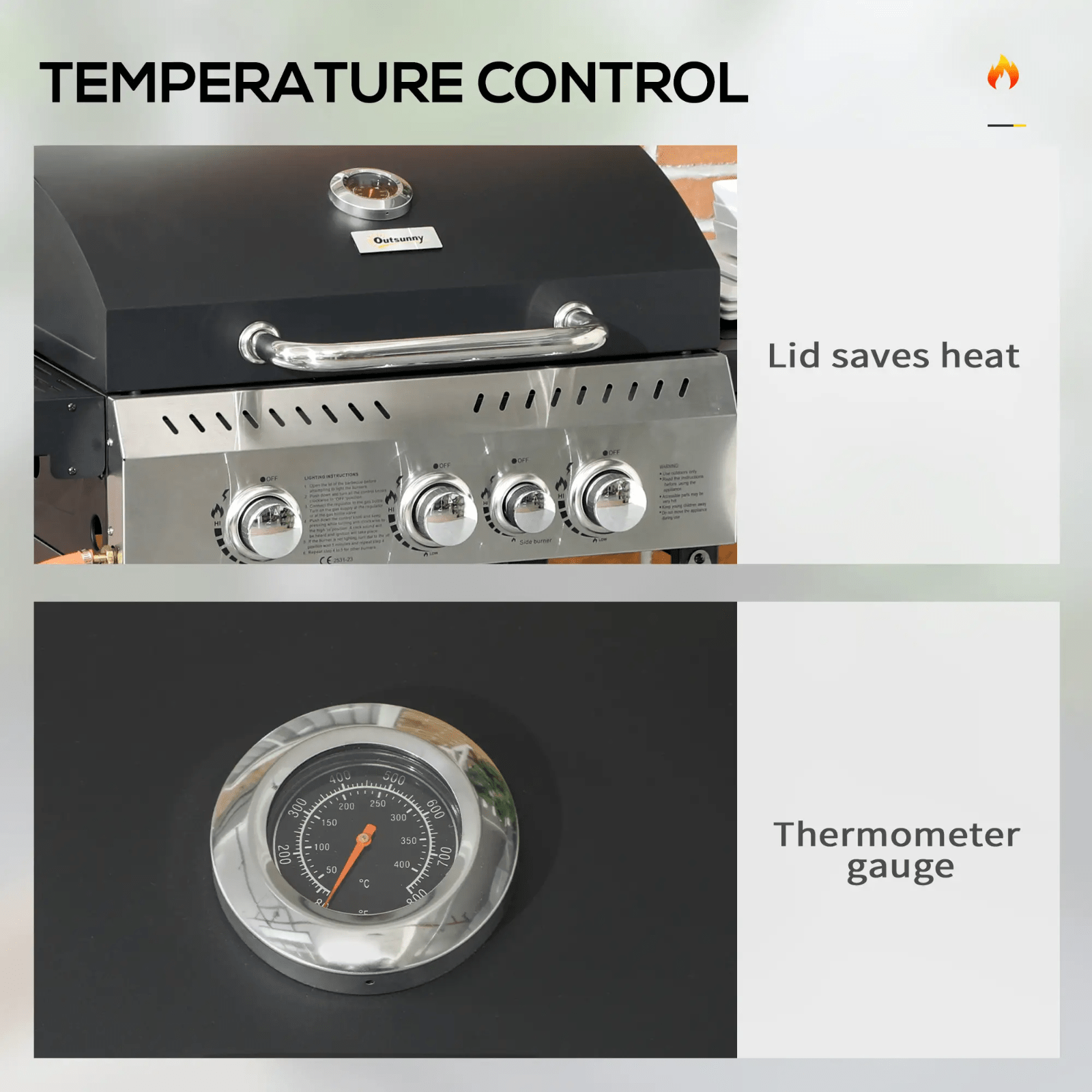 Gas Barbecue Grill Propane with 4 - Burner, Bottle Opener & Thermometer Black - Home and Garden Furniture Shop - rustic - furniture