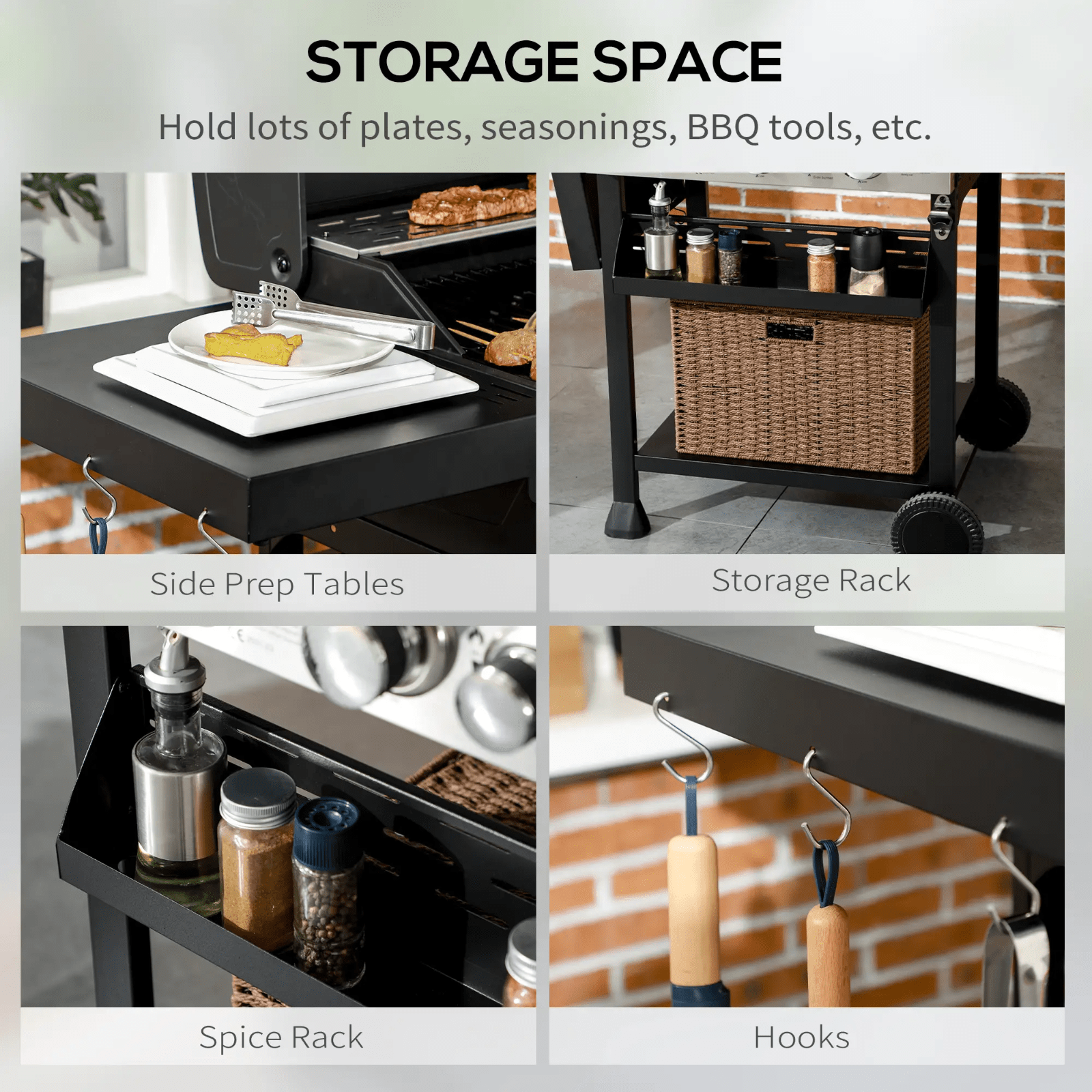 Gas Barbecue Grill Propane with 4 - Burner, Bottle Opener & Thermometer Black - Home and Garden Furniture Shop - rustic - furniture