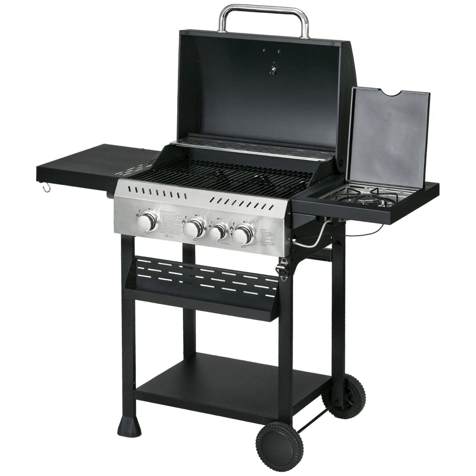 Gas Barbecue Grill Propane with 4 - Burner, Bottle Opener & Thermometer Black - Home and Garden Furniture Shop - rustic - furniture