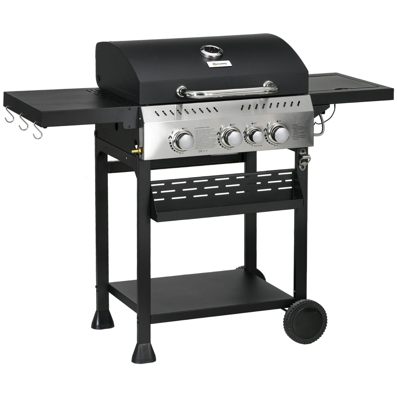 Gas Barbecue Grill Propane with 4 - Burner, Bottle Opener & Thermometer Black - Home and Garden Furniture Shop - rustic - furniture