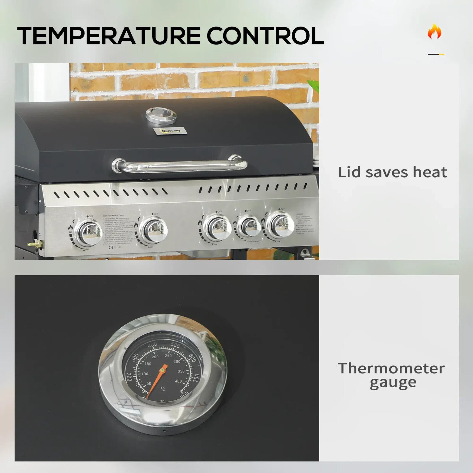 Gas Barbecue Grill Propane with 5 - Burner BBQ Bottle Opener & Thermometer Black - Home and Garden Furniture Shop - rustic - furniture