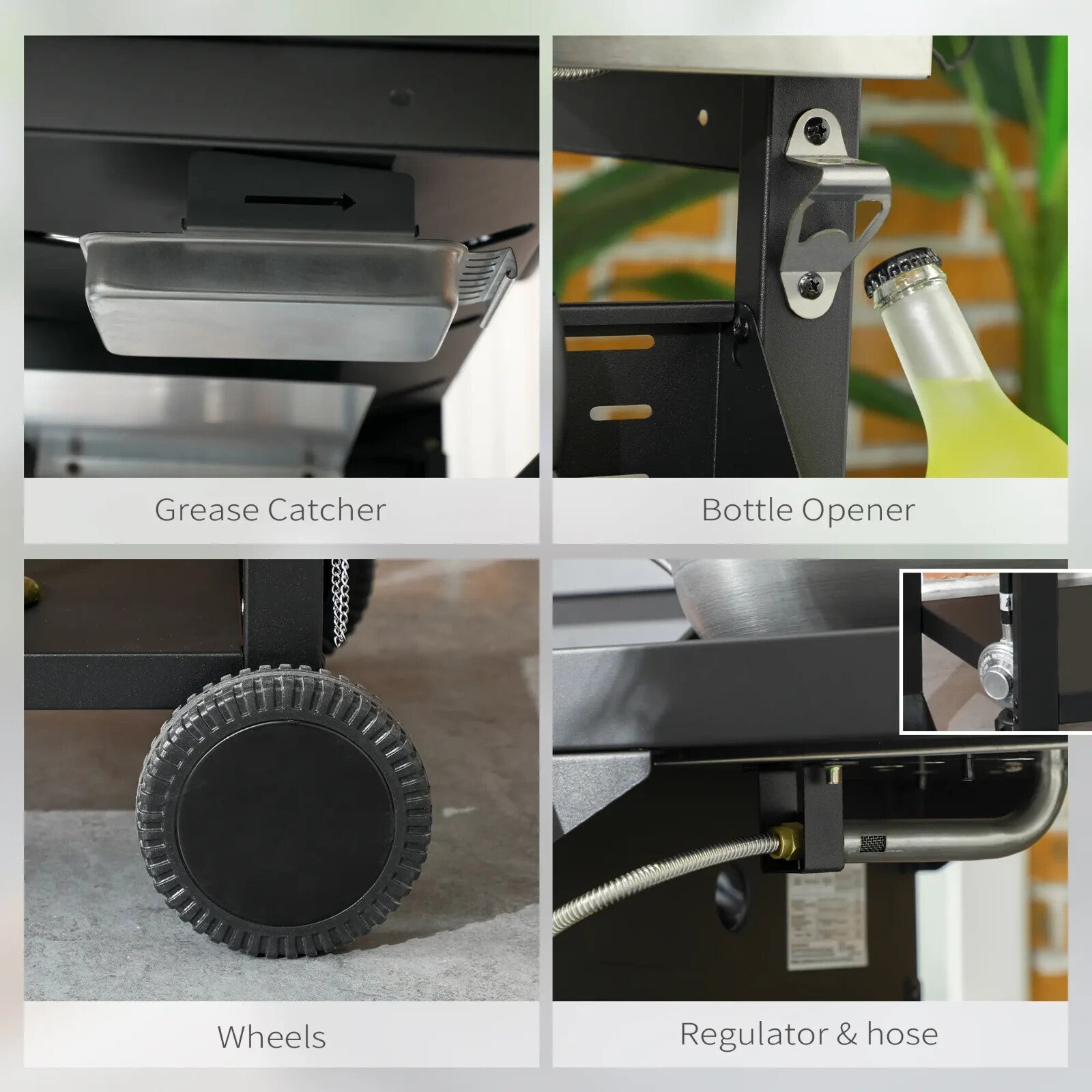 Gas Barbecue Grill Propane with 5 - Burner BBQ Bottle Opener & Thermometer Black - Home and Garden Furniture Shop - rustic - furniture