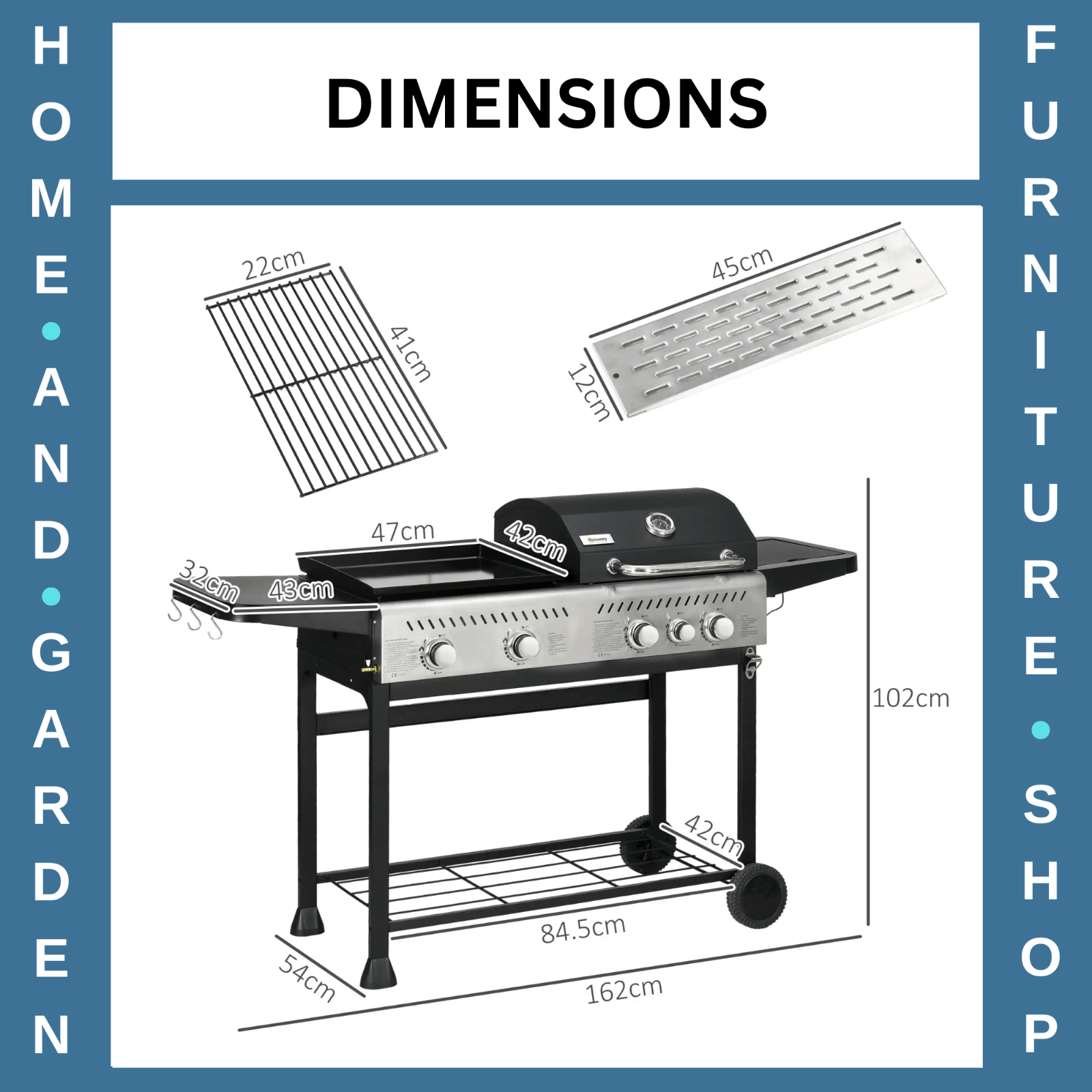 Gas Barbecue Grill Propane with Thermometer Gauge, Lower Shelf & 2 - Wheels Black - Home and Garden Furniture Shop - rustic - furniture
