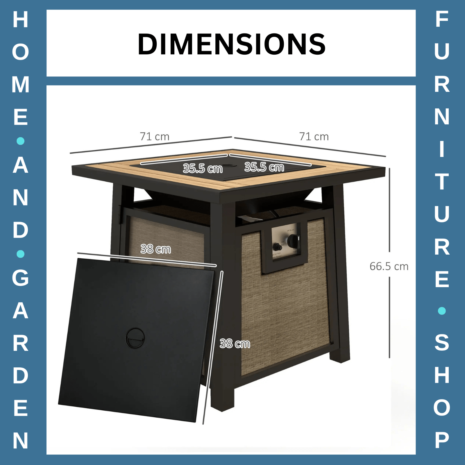 Gas Fire Pit Table 50000 BTU Outdoor Garden Patio Heater with Cover Glass Bead - Home and Garden Furniture Shop - rustic - furniture