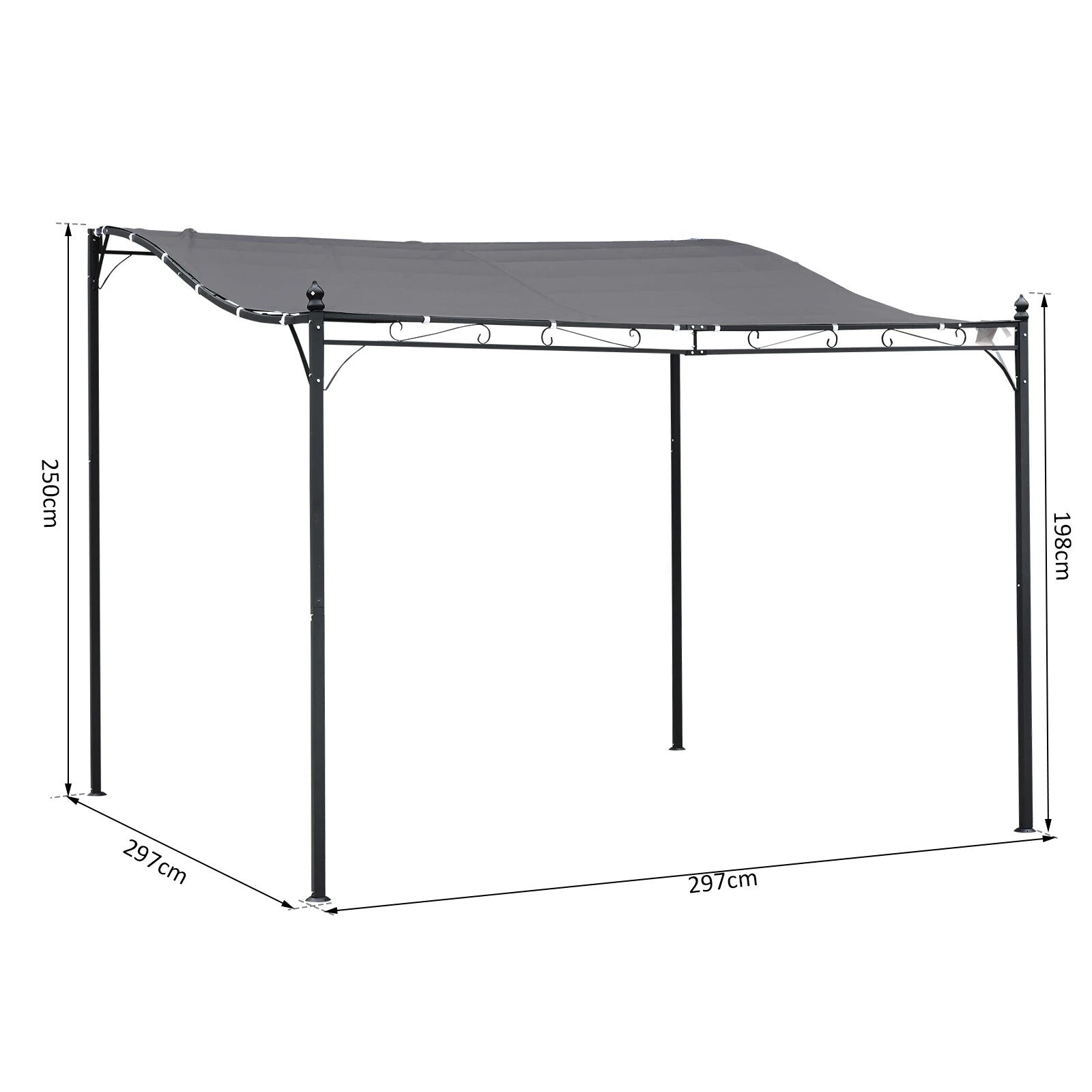 Gazebo Canopy Pergola Sun Shade Shelter Weather - Resistant & Rust - Resistant Grey - Home and Garden Furniture Shop - rustic - furniture