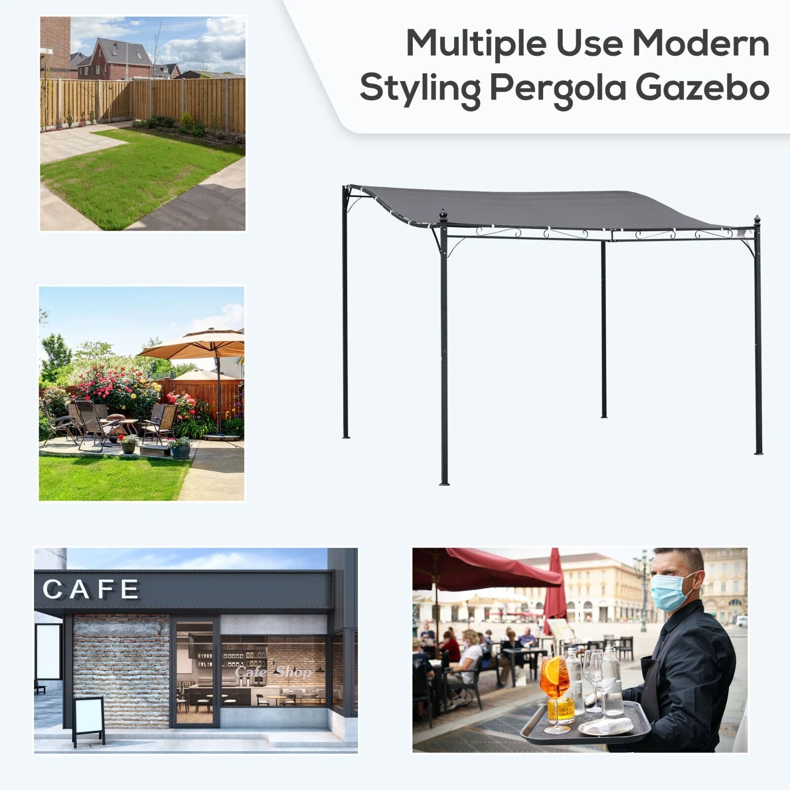 Gazebo Canopy Pergola Sun Shade Shelter Weather - Resistant & Rust - Resistant Grey - Home and Garden Furniture Shop - rustic - furniture