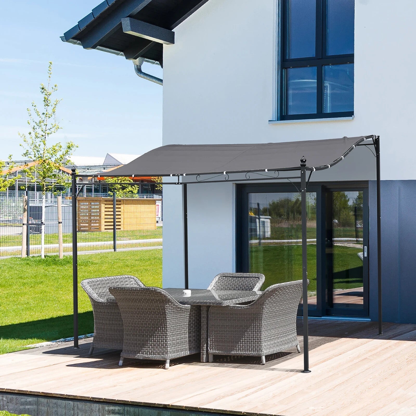 Gazebo Canopy Pergola Sun Shade Shelter Weather - Resistant & Rust - Resistant Grey - Home and Garden Furniture Shop - rustic - furniture