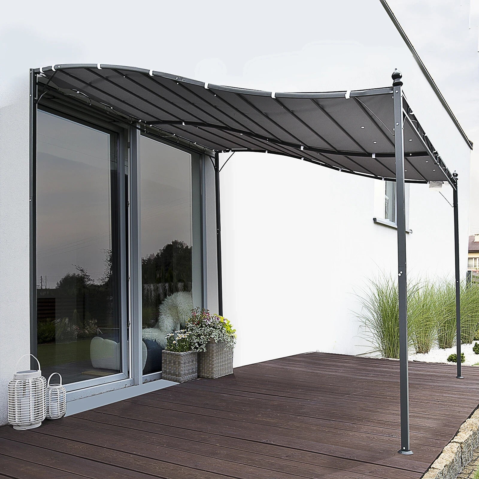 Gazebo Canopy Pergola Sun Shade Shelter Weather - Resistant & Rust - Resistant Grey - Home and Garden Furniture Shop - rustic - furniture