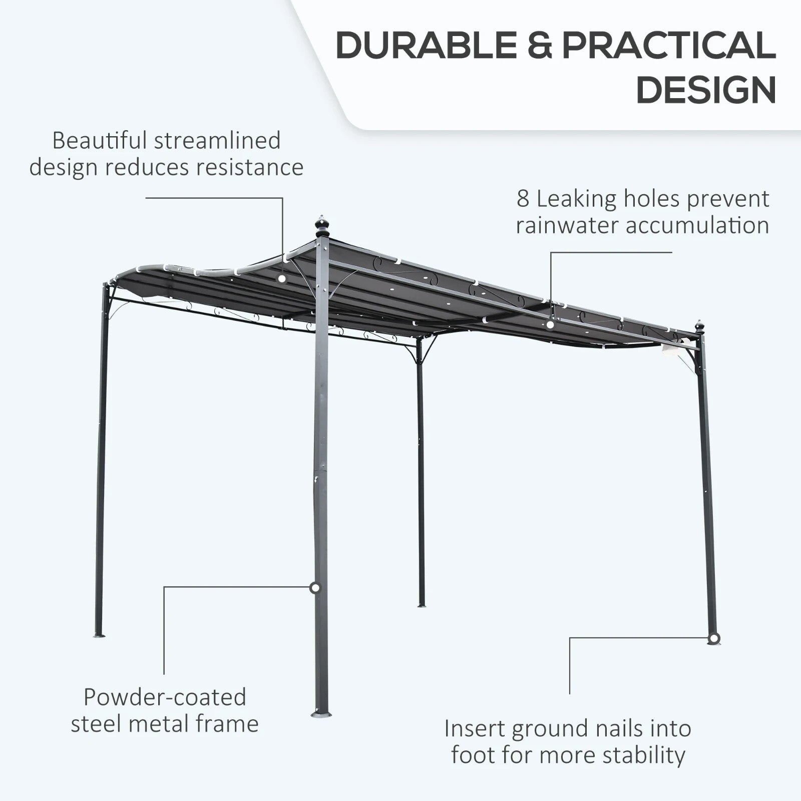 Gazebo Canopy Pergola Sun Shade Shelter Weather - Resistant & Rust - Resistant Grey - Home and Garden Furniture Shop - rustic - furniture
