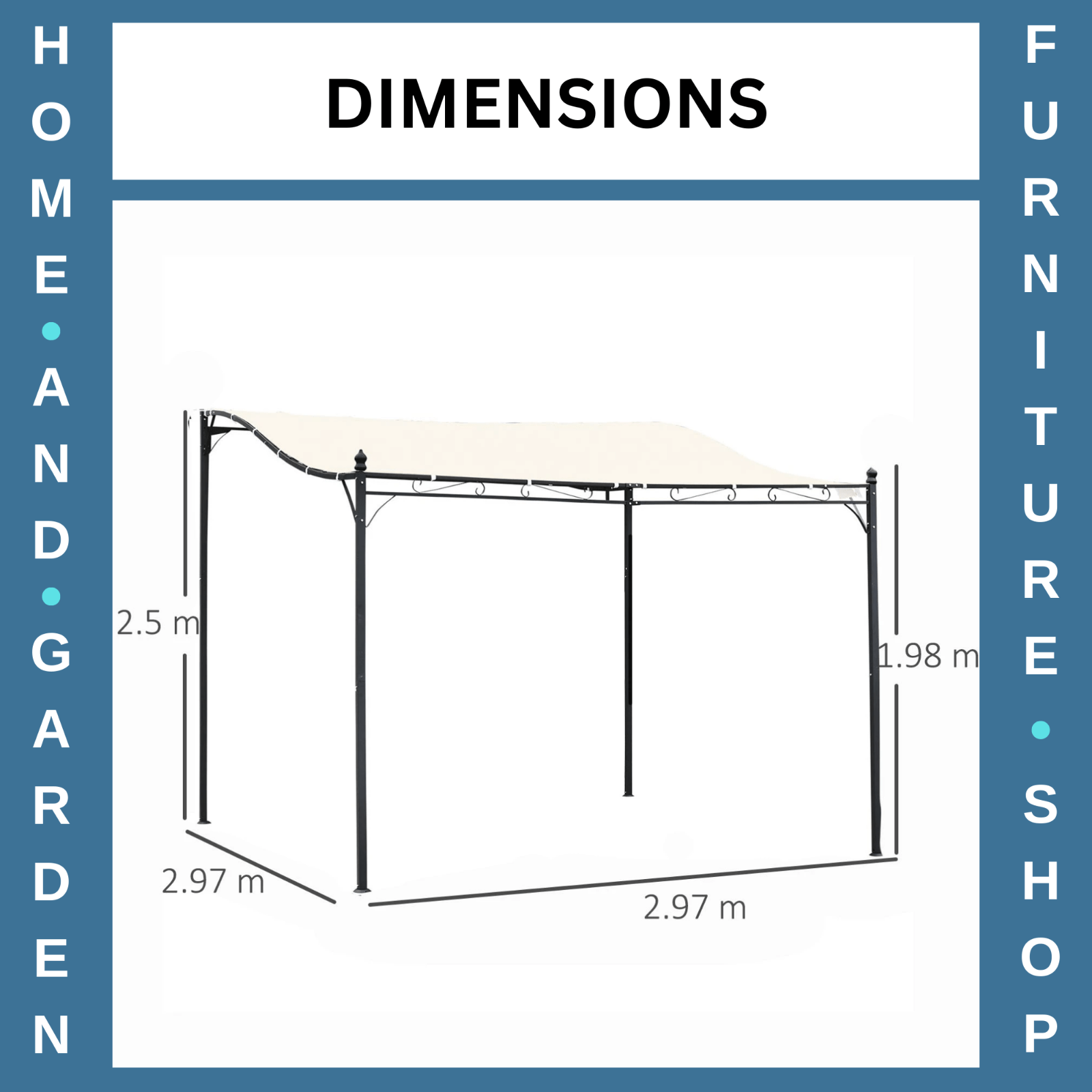 Gazebo Canopy Shade Square Wall Mounted Waterproof & Rust - Resistant Cream White - Home and Garden Furniture Shop - rustic - furniture