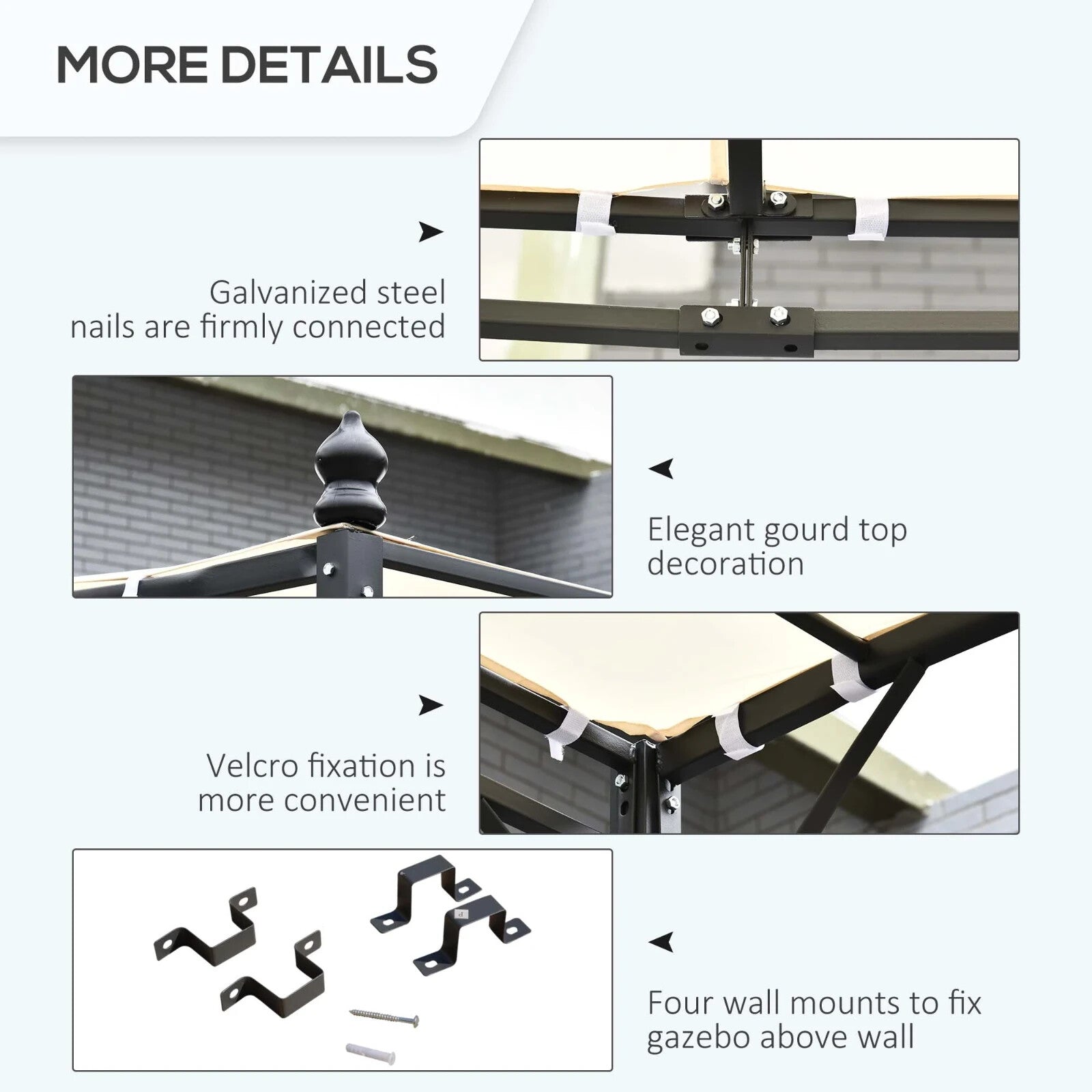 Gazebo Canopy Shade Square Wall Mounted Waterproof & Rust - Resistant Cream White - Home and Garden Furniture Shop - rustic - furniture