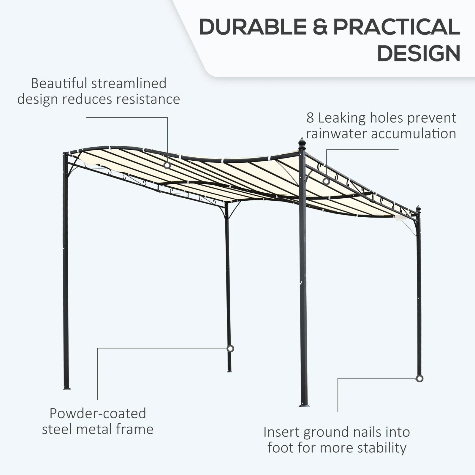 Gazebo Canopy Shade Square Wall Mounted Waterproof & Rust - Resistant Cream White - Home and Garden Furniture Shop - rustic - furniture