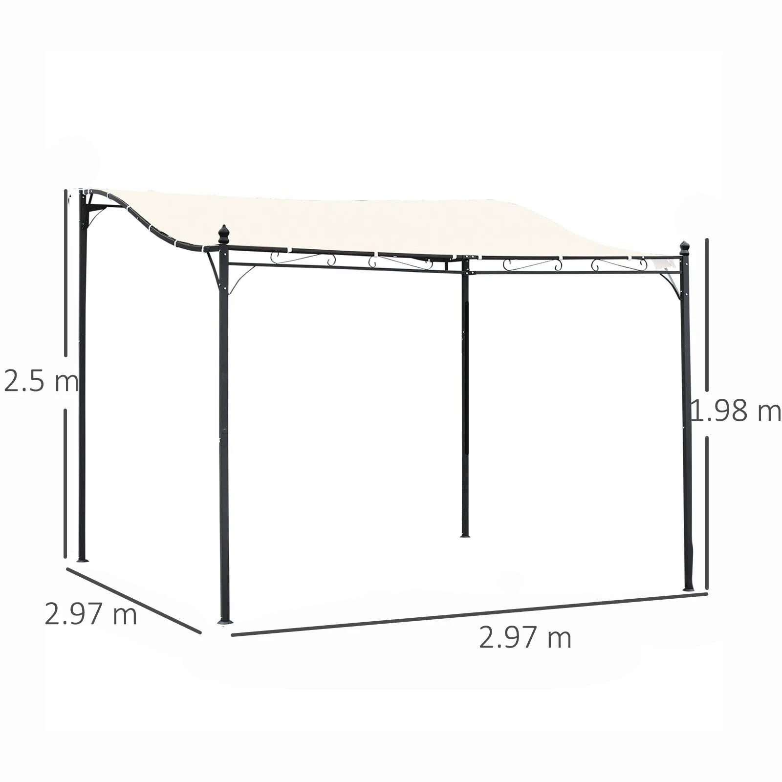 Gazebo Canopy Shade Square Wall Mounted Waterproof & Rust - Resistant Cream White - Home and Garden Furniture Shop - rustic - furniture