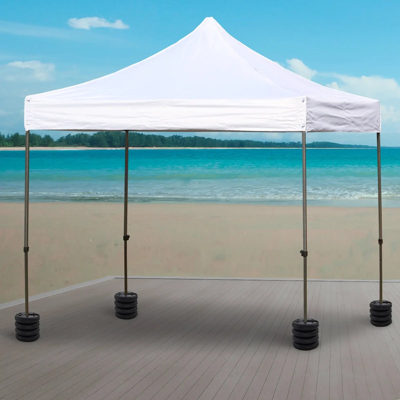 Gazebo Leg Weights Set of 4 Round Heavy Duty Sand Fillable For Canopy Black - Home and Garden Furniture Shop - rustic - furniture