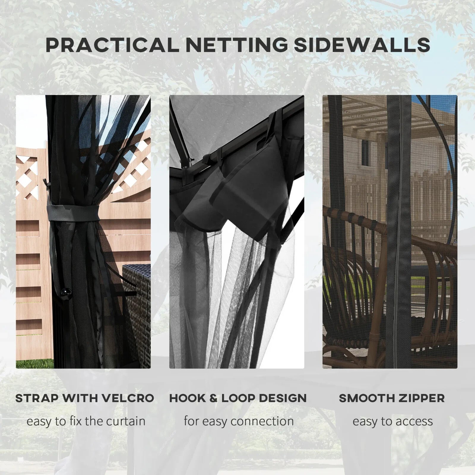 Gazebo Party Tent Canopy Sun Shade for Patio Garden 3 x 3m Hot Tub Enclose Cover - Home and Garden Furniture Shop - rustic - furniture