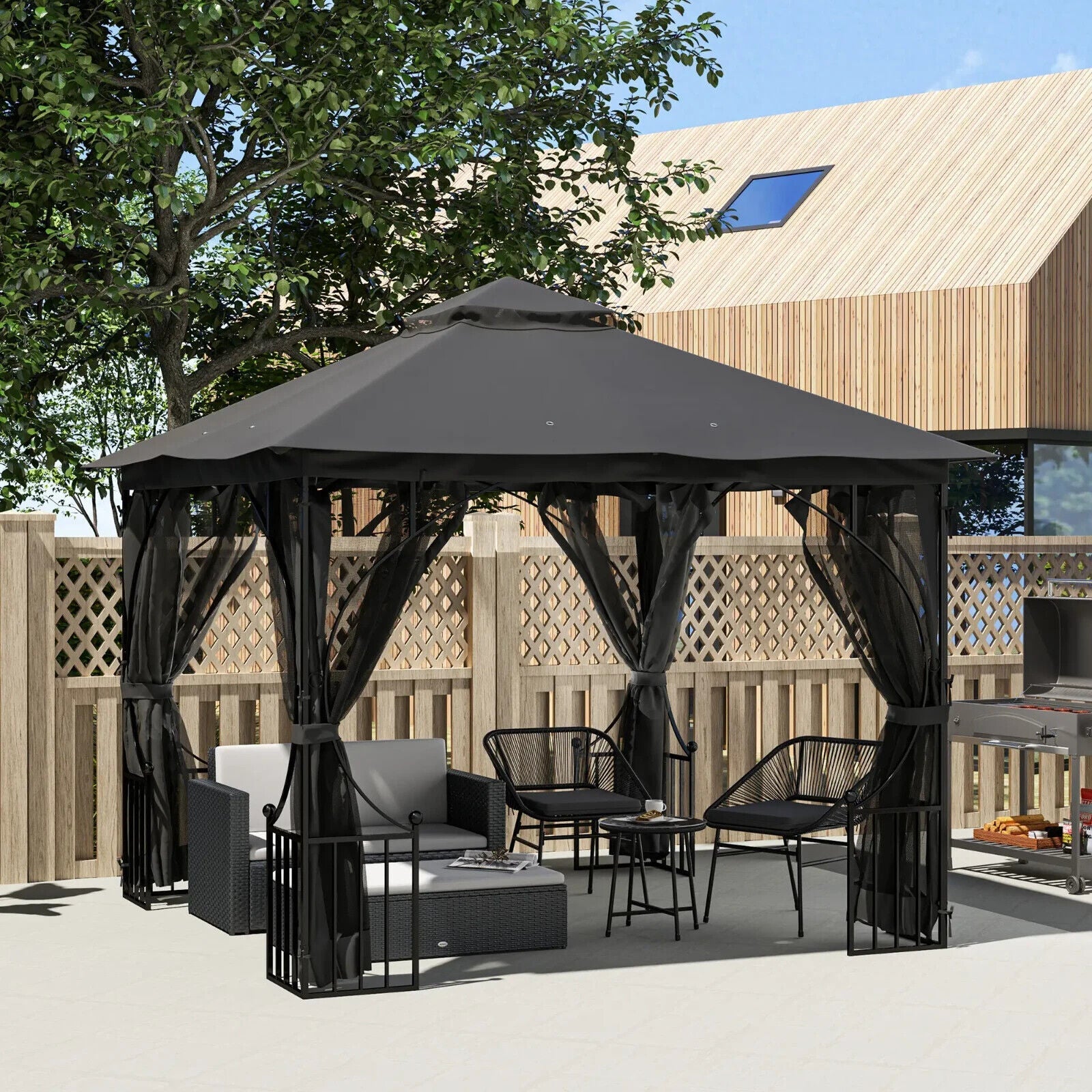 Gazebo Party Tent Canopy Sun Shade for Patio Garden 3 x 3m Hot Tub Enclose Cover - Home and Garden Furniture Shop - #rustic - furniture#