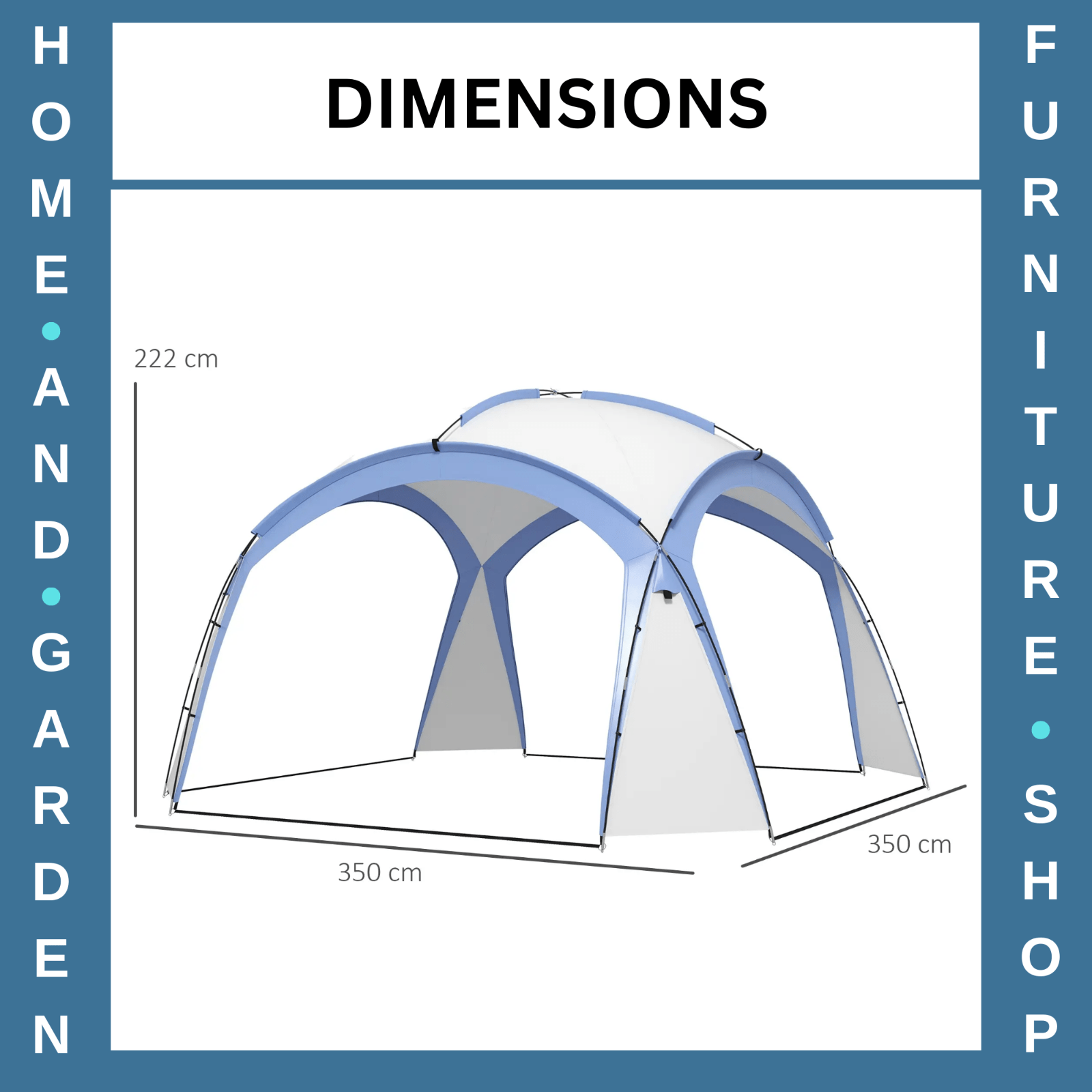 Gazebo Party Tent Dome Polyester Sun Shade Shelter With 12 - Stakes Light Blue - Home and Garden Furniture Shop - #rustic - furniture#