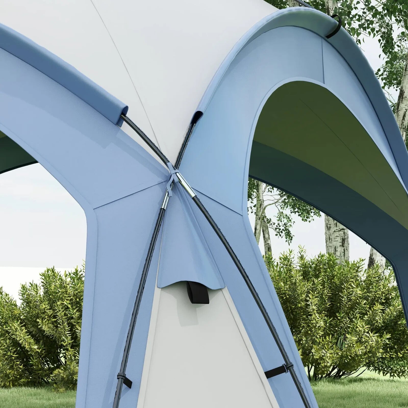 Gazebo Party Tent Dome Polyester Sun Shade Shelter With 12 - Stakes Light Blue - Home and Garden Furniture Shop - rustic - furniture
