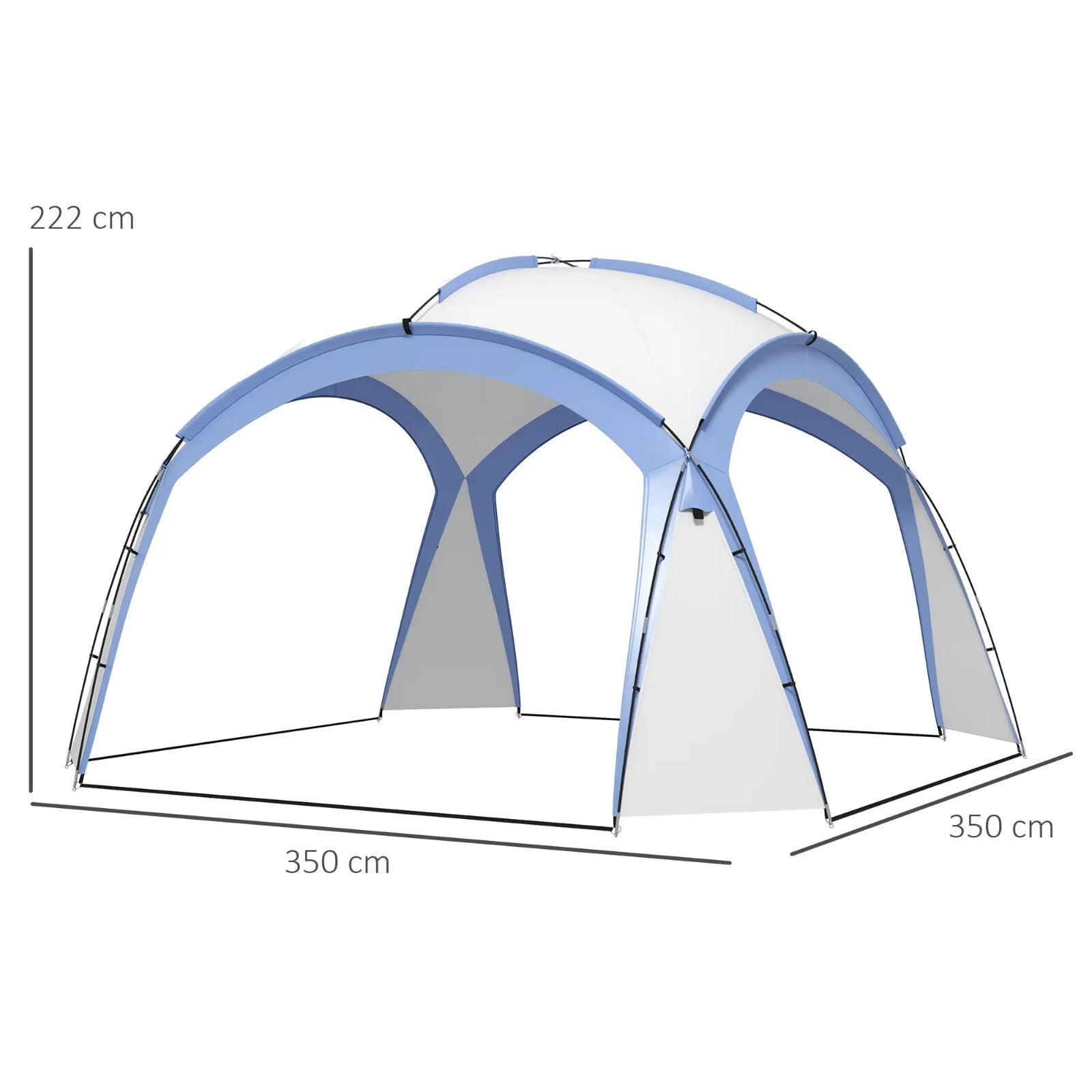 Gazebo Party Tent Dome Polyester Sun Shade Shelter With 12 - Stakes Light Blue - Home and Garden Furniture Shop - rustic - furniture