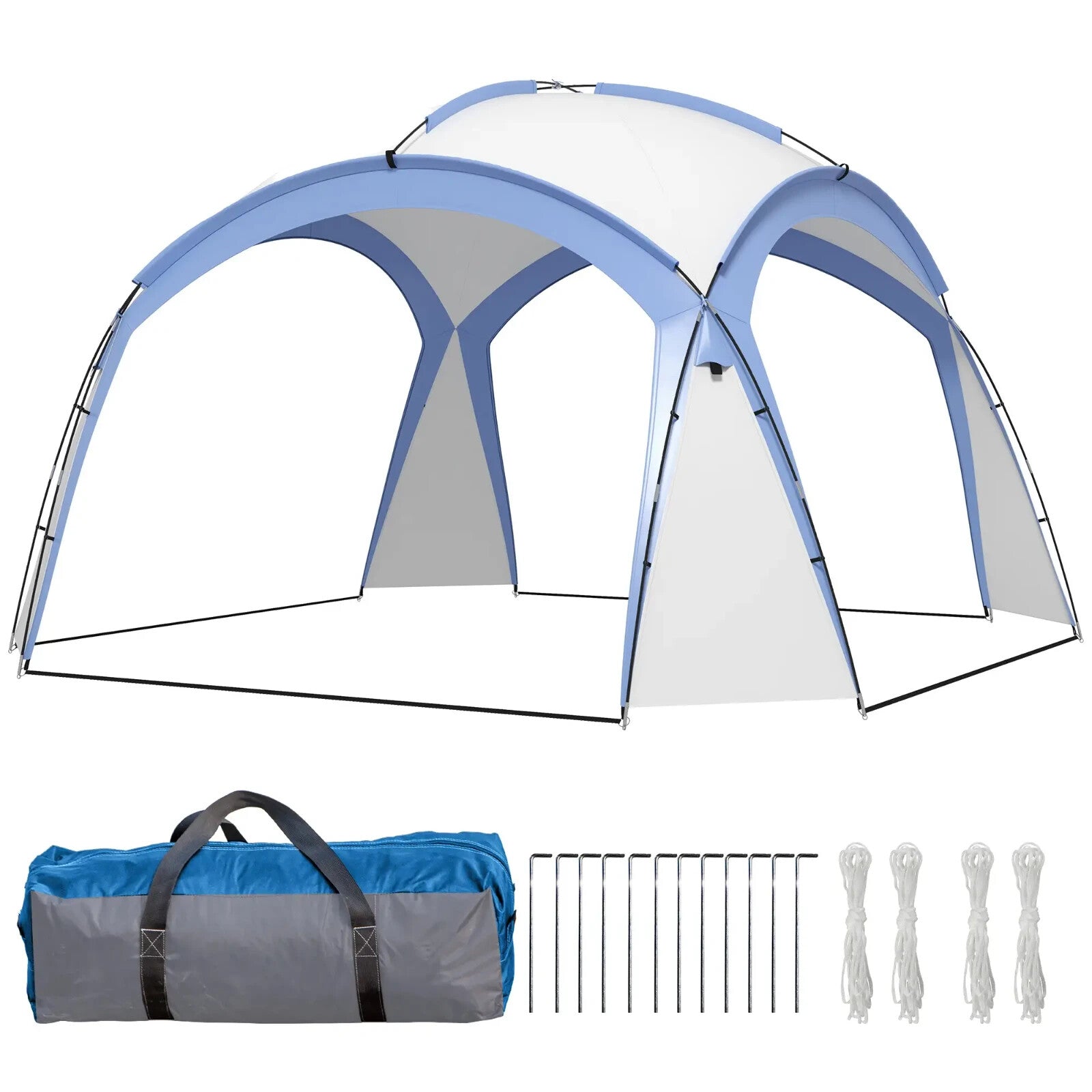 Gazebo Party Tent Dome Polyester Sun Shade Shelter With 12 - Stakes Light Blue - Home and Garden Furniture Shop - rustic - furniture