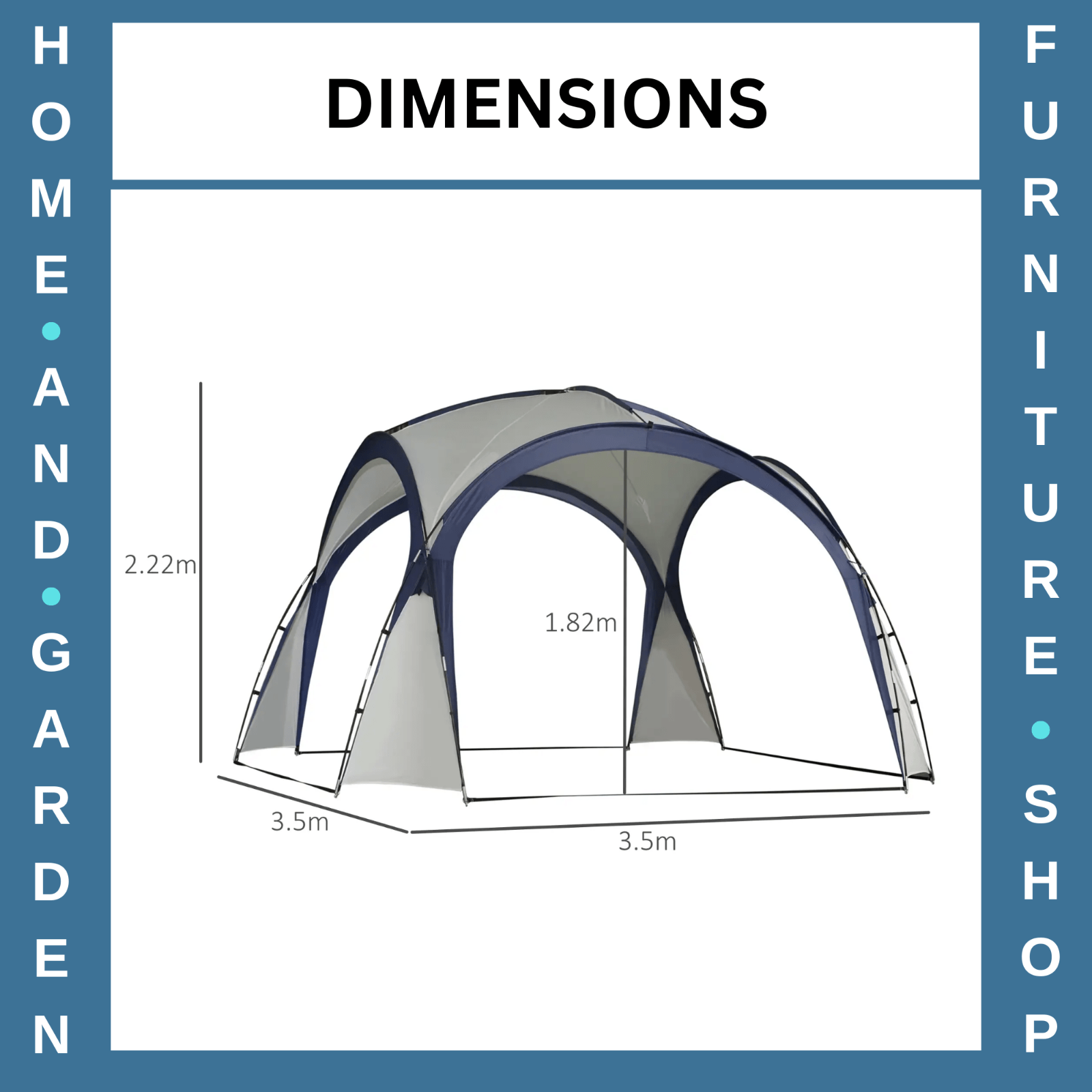 Gazebo Party Tent Fibreglass Frame Polyester Shelter With 12 - Stakes Cream/Blue - Home and Garden Furniture Shop - #rustic - furniture#