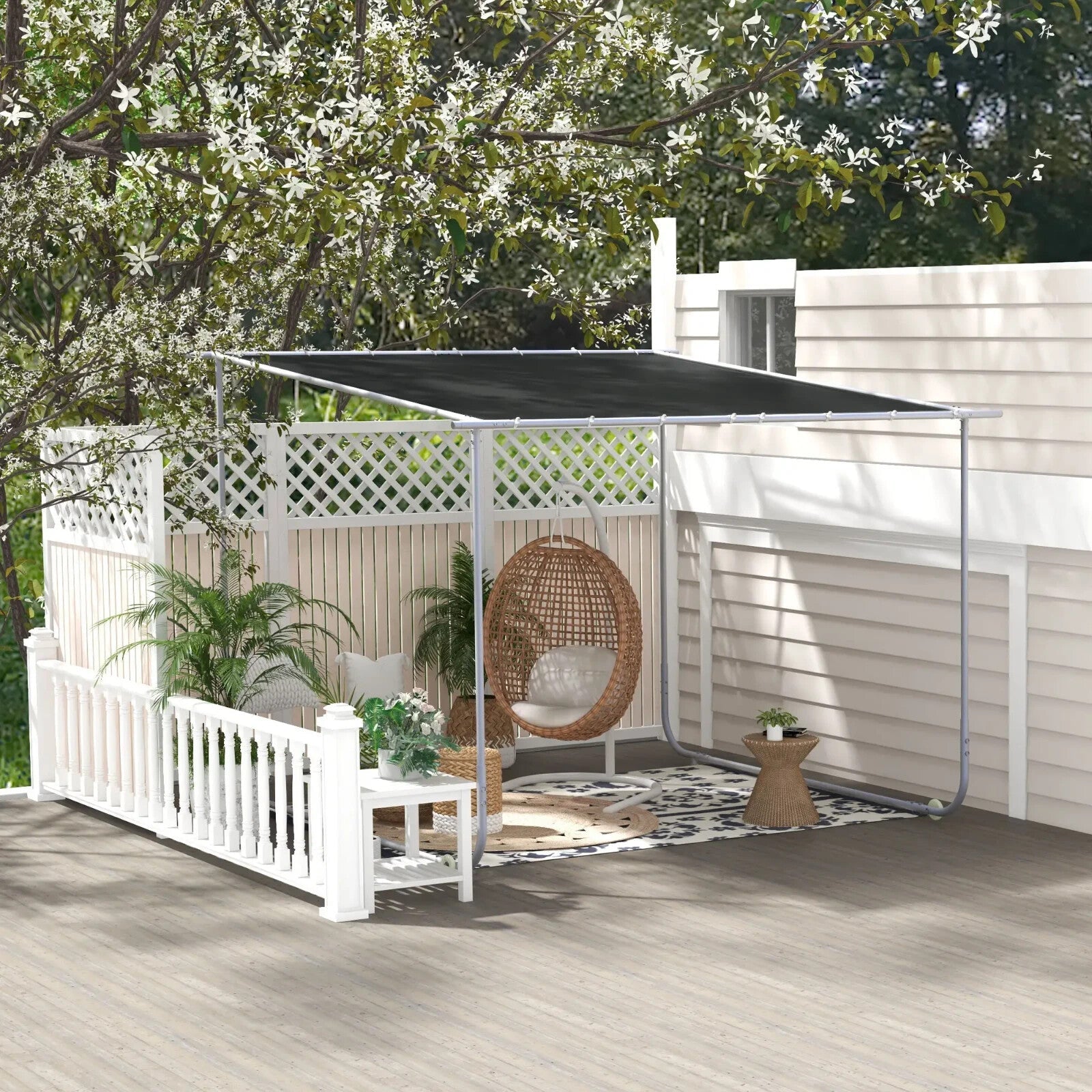 Gazebo Pergola Kit Portable Event Shelter with Wheels & Sandbags Dark Grey - Home and Garden Furniture Shop - rustic - furniture