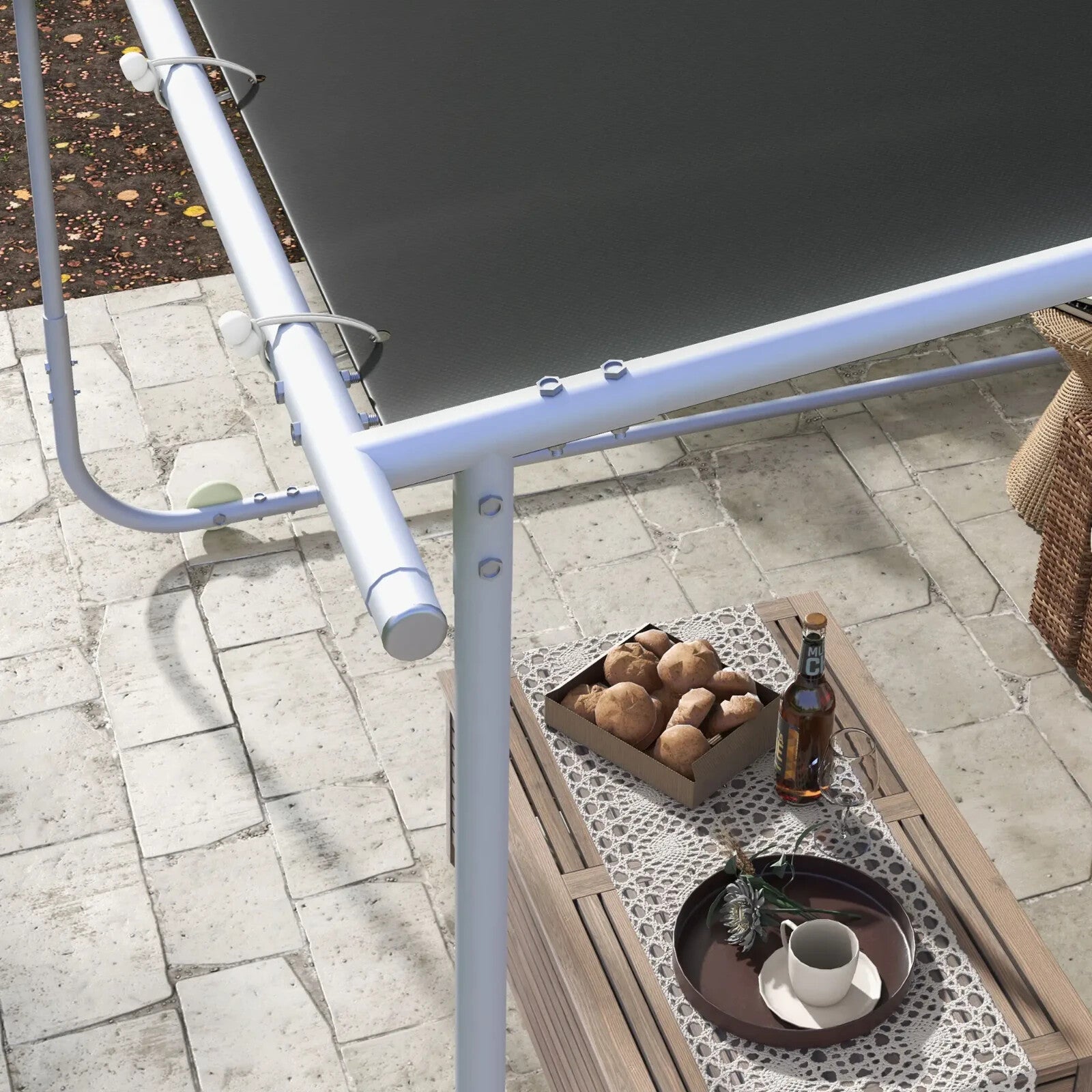 Gazebo Pergola Kit Portable Event Shelter with Wheels & Sandbags Dark Grey - Home and Garden Furniture Shop - rustic - furniture