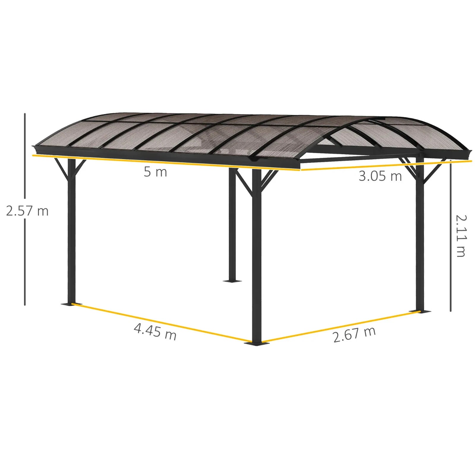 Gazebo Pergola Polycarbonate Roof Sun Shelter Canopy with Expansion Screw Brown - Home and Garden Furniture Shop - rustic - furniture