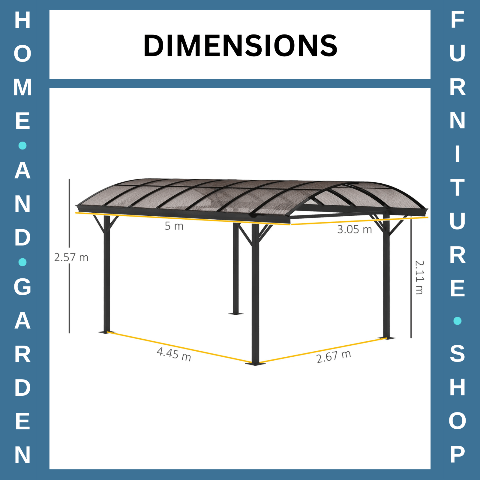 Gazebo Pergola Polycarbonate Roof Sun Shelter Canopy with Expansion Screw Brown - Home and Garden Furniture Shop - rustic - furniture