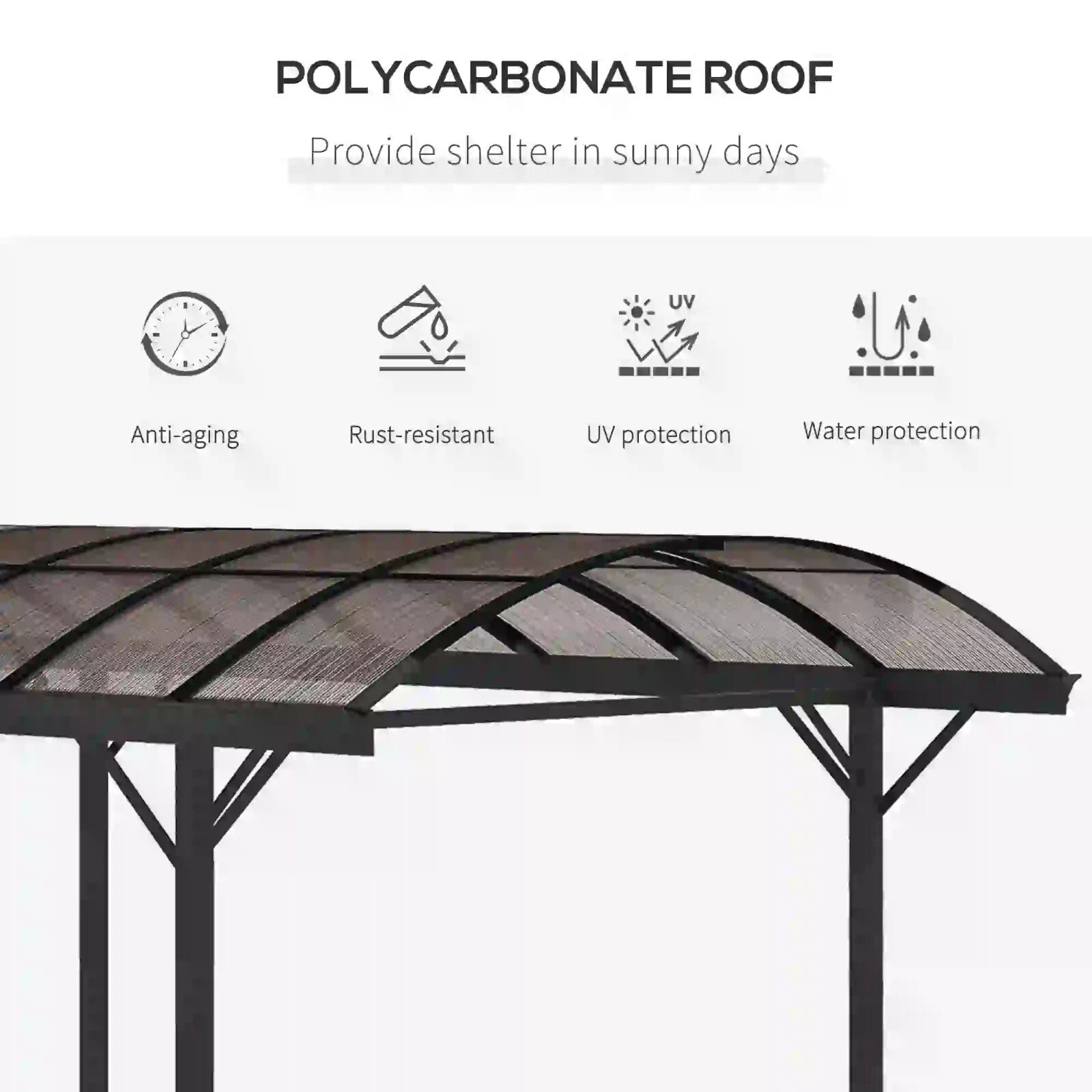 Gazebo Pergola Polycarbonate Roof Sun Shelter Canopy with Expansion Screw Brown - Home and Garden Furniture Shop - rustic - furniture