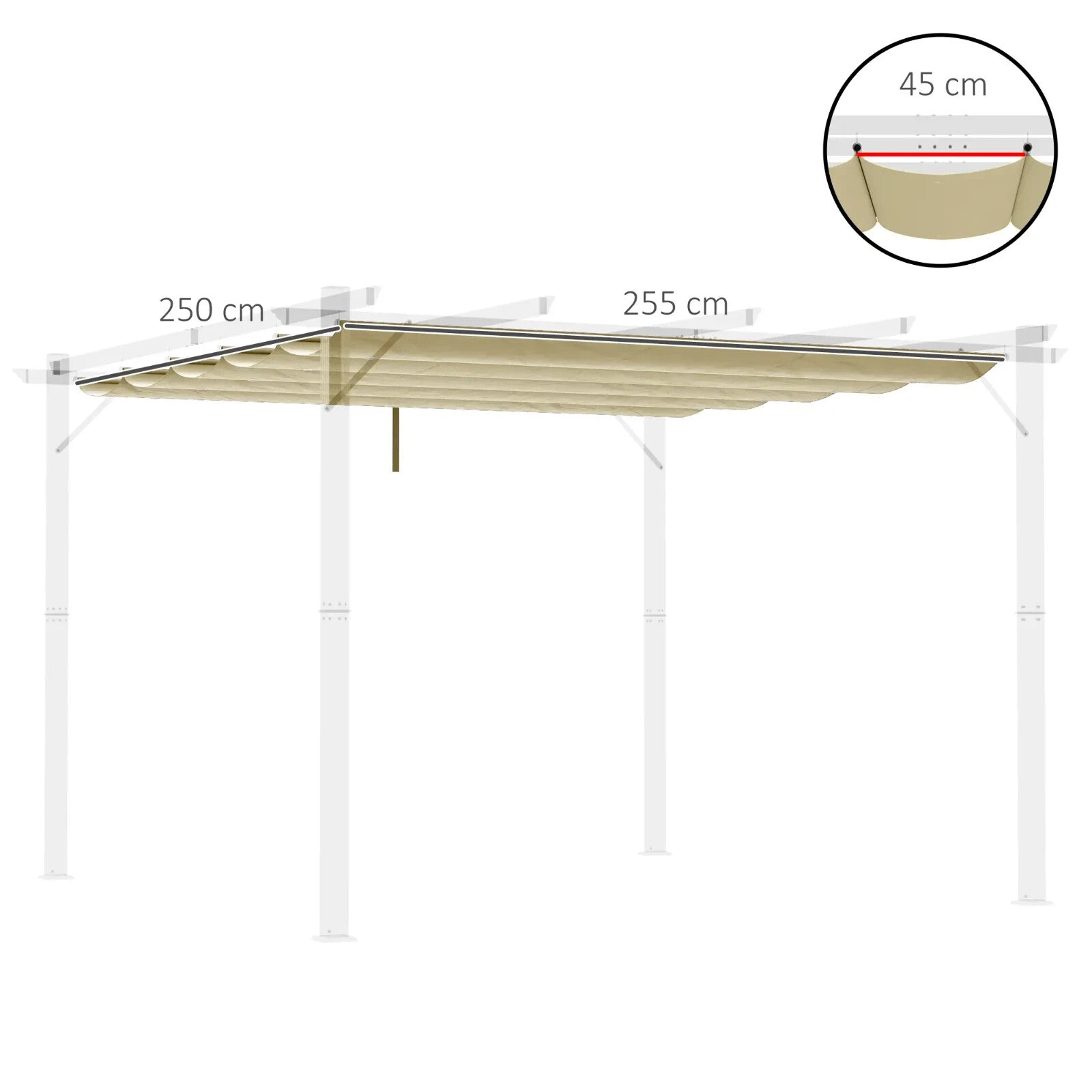 Gazebo Pergola Retractable Roof Sun Shade Canopy Cover with Eight Holes Beige - Home and Garden Furniture Shop - rustic - furniture