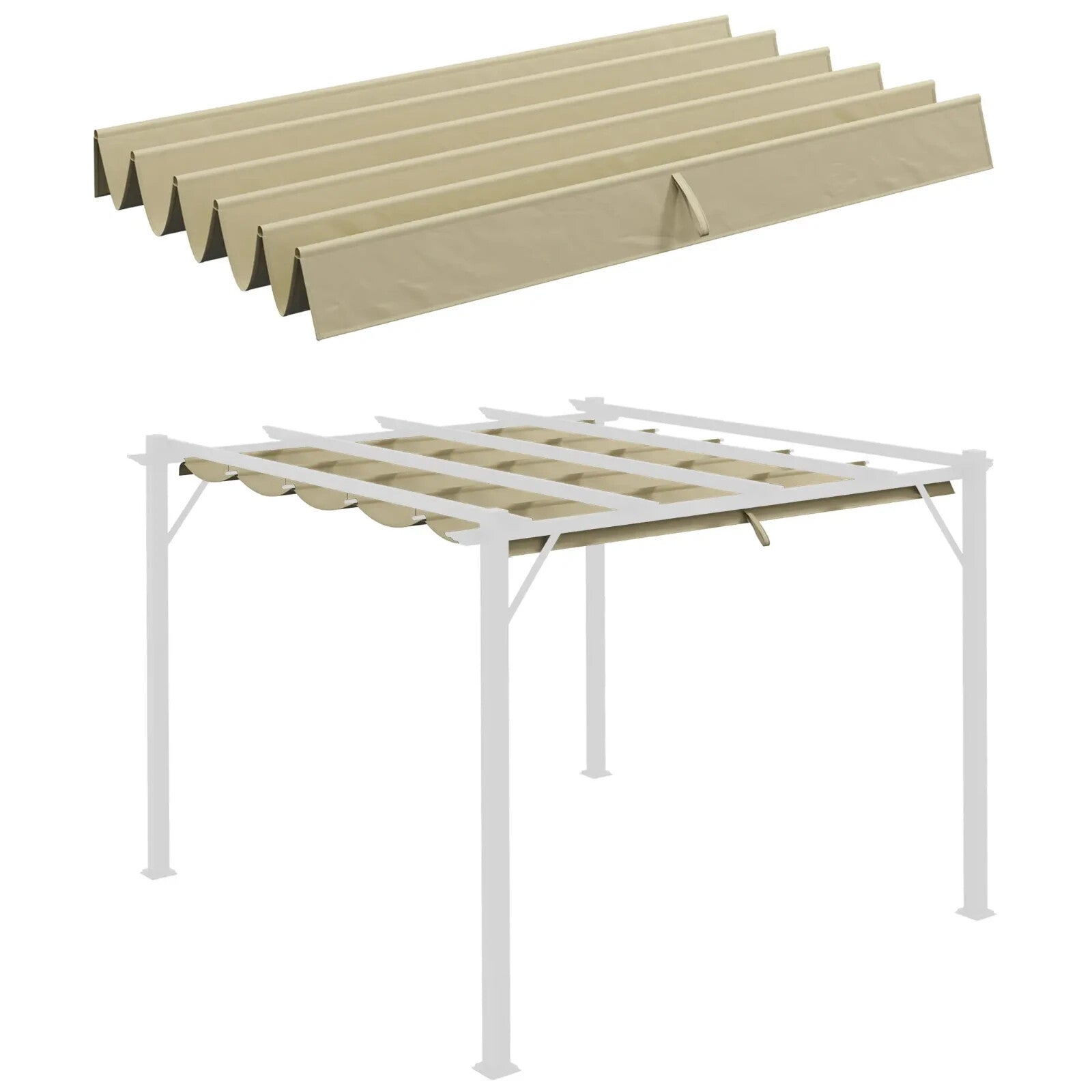 Gazebo Pergola Retractable Roof Sun Shade Canopy Cover with Eight Holes Beige - Home and Garden Furniture Shop - rustic - furniture